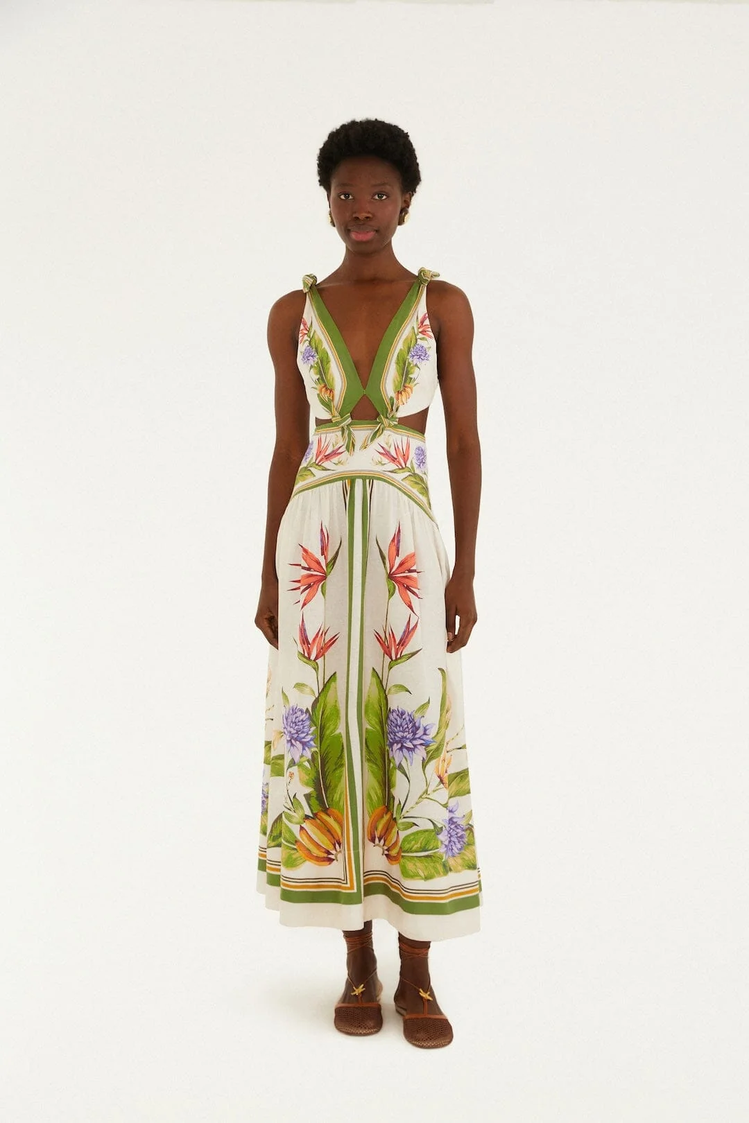 Sand Tropical Scarf Maxi Dress