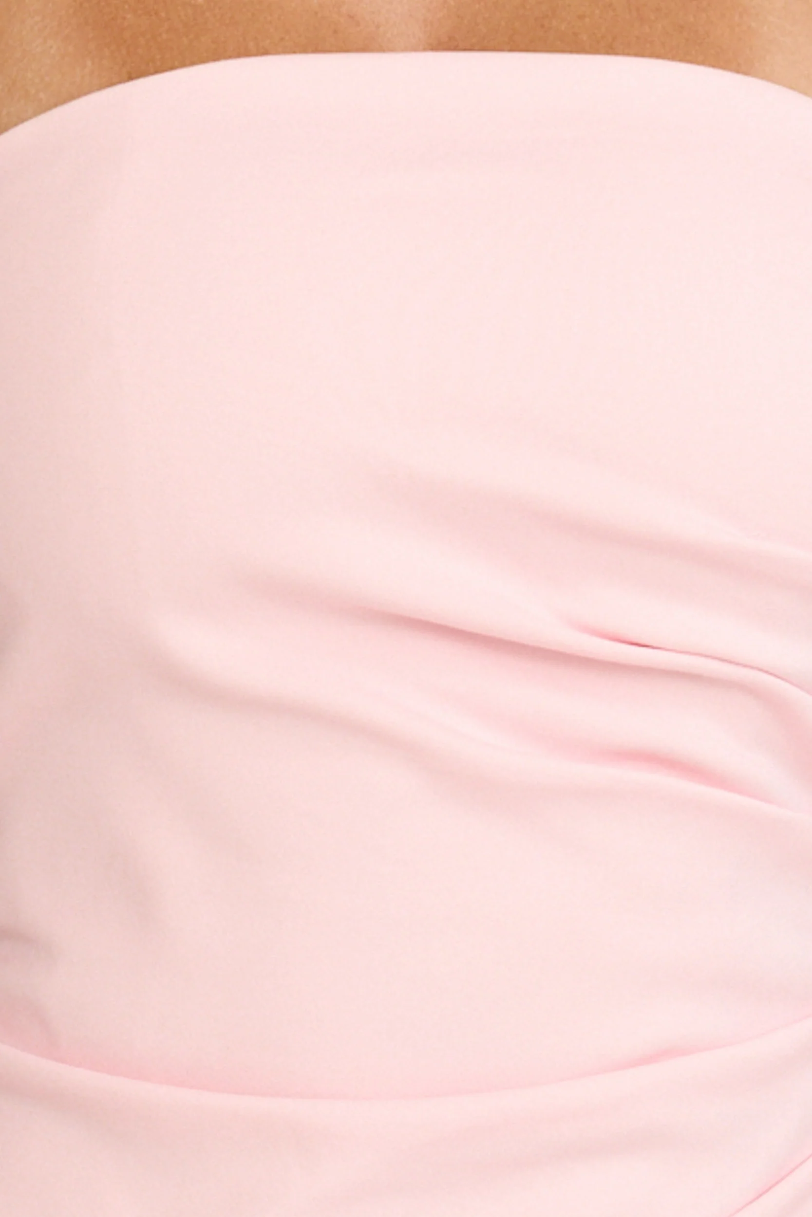 Louisa Maxi Dress - Strapless Side Ruched Dropped Waist Fit And Flare Dress in Pink