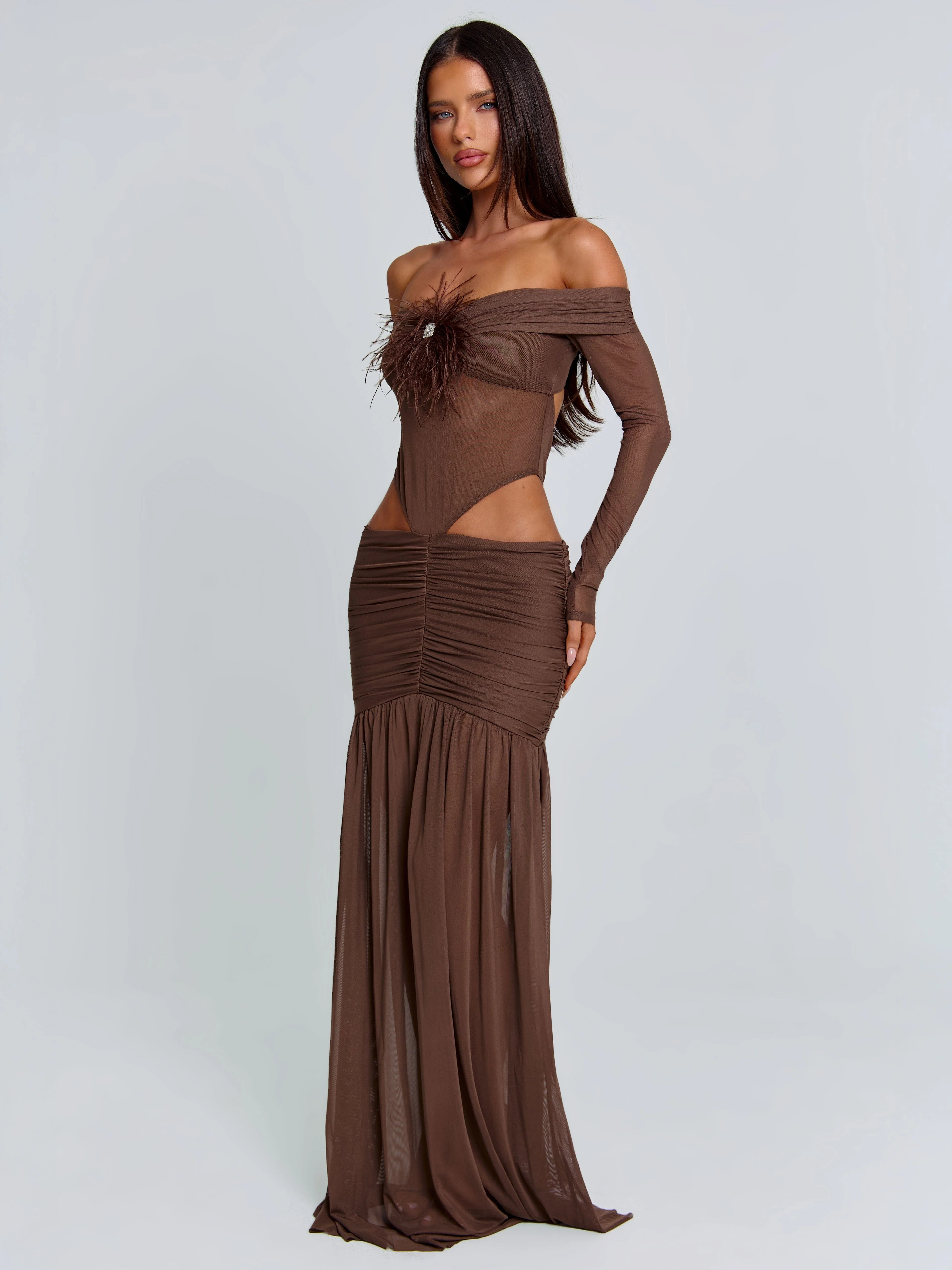 Angelae Maxi Dress Chocolate Brown