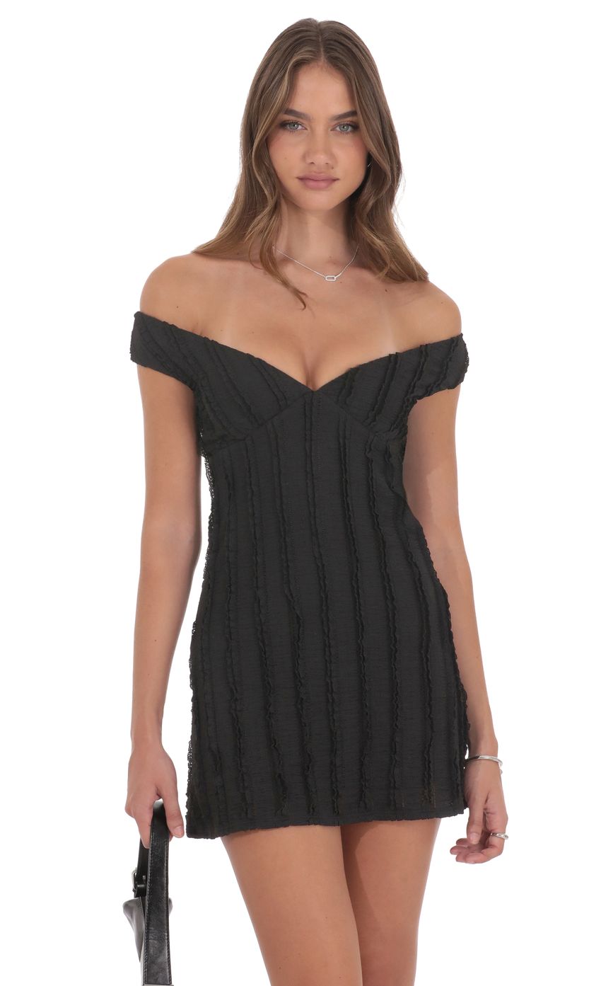 Off Shoulder Lace Dress in Black
