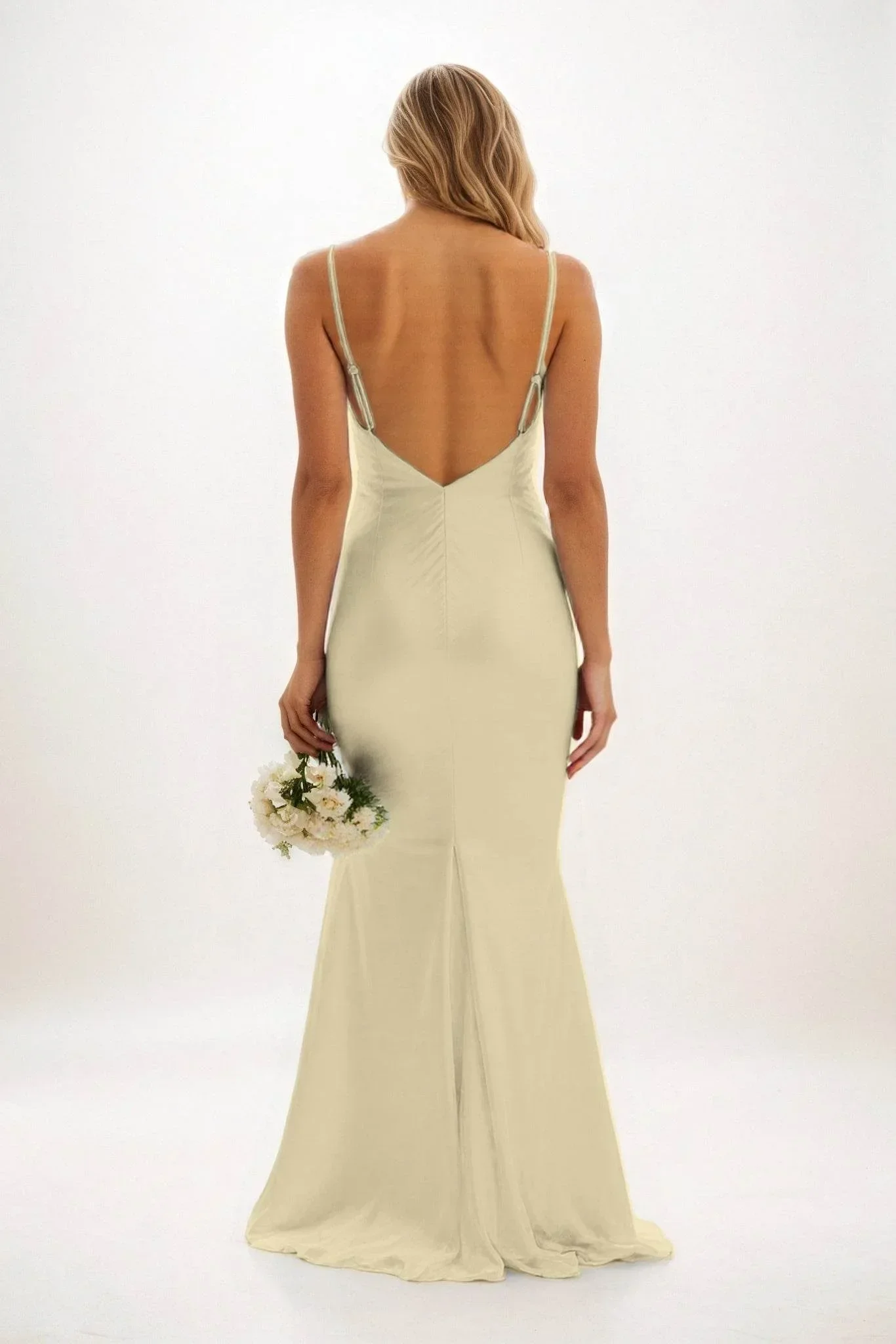Sheath-Column Maxi Luxe Satin Bridesmaid Dress CB0839