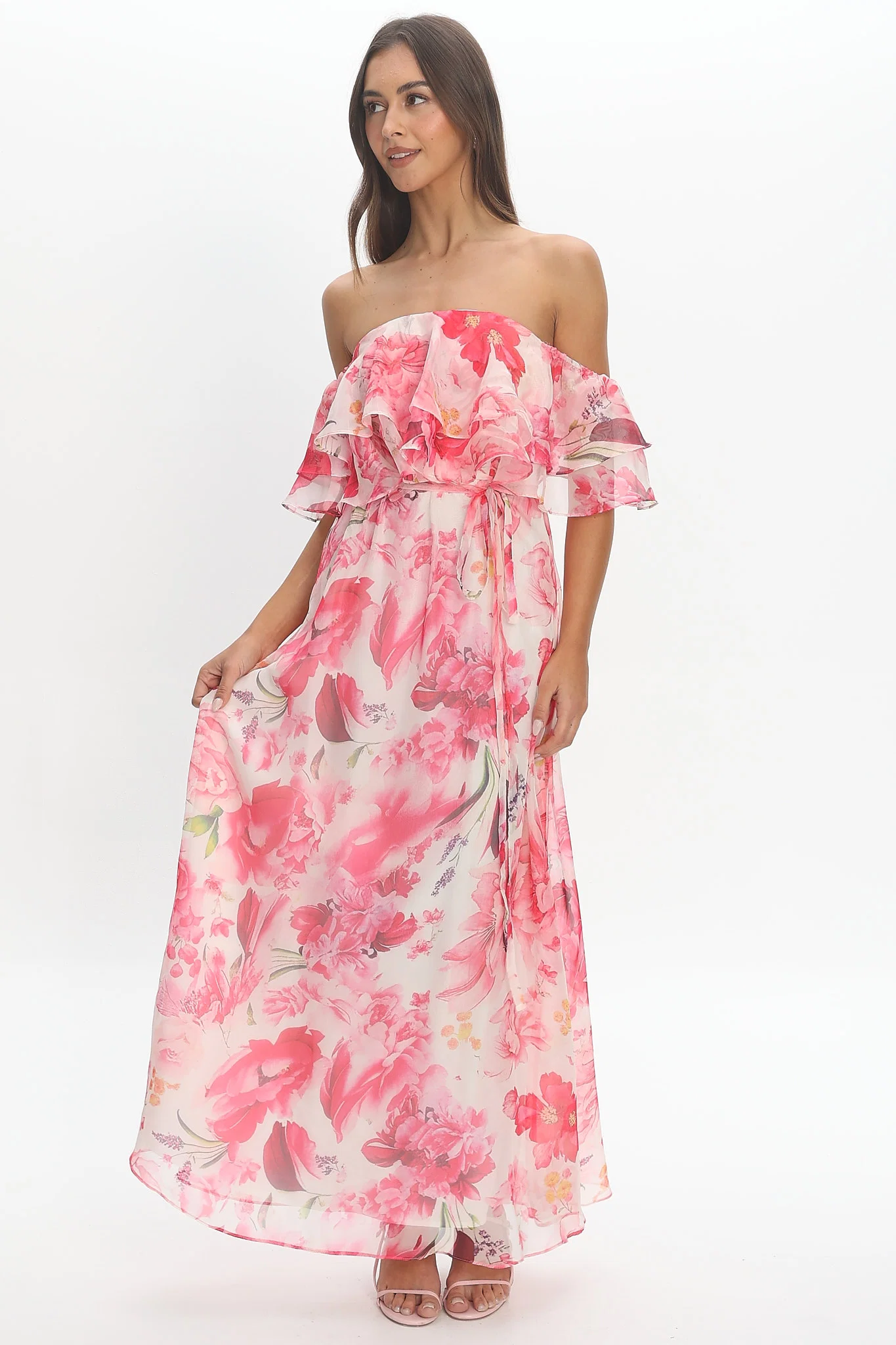 Nanjing Ruffle Maxi Dress Orange