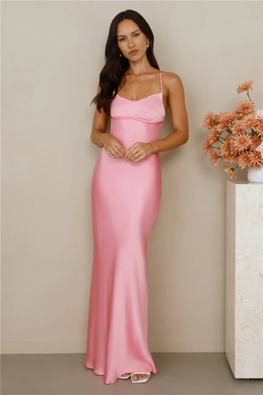 The Samara Satin Maxi Dress Candy