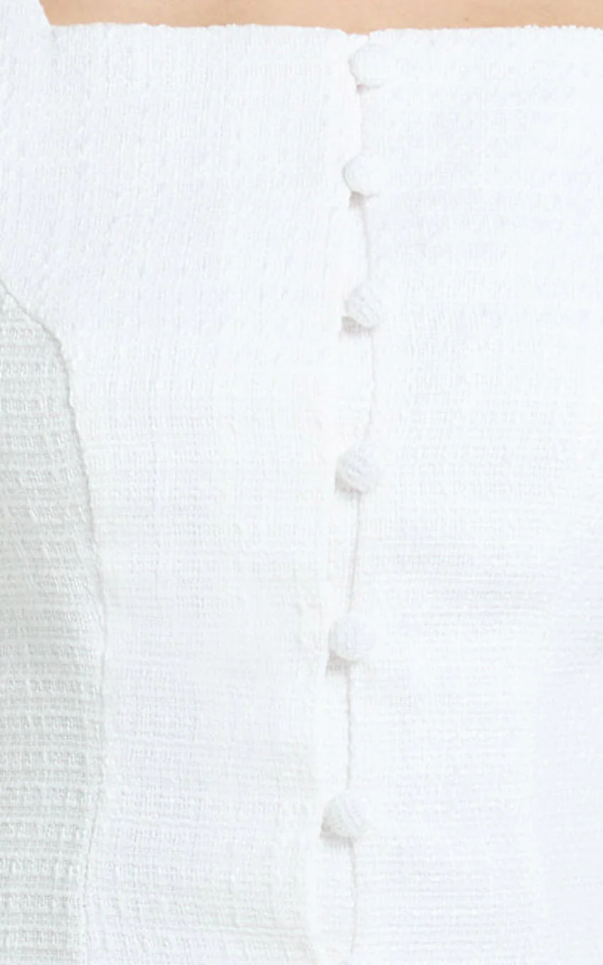 Aveline Mini Dress - Structured Button Front Dress in White
