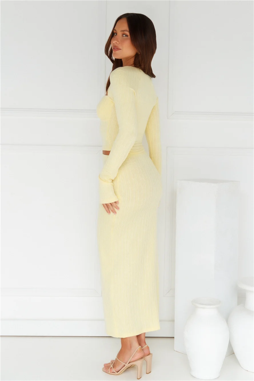 Warmth Of Sunshine Midi Skirt Lemon