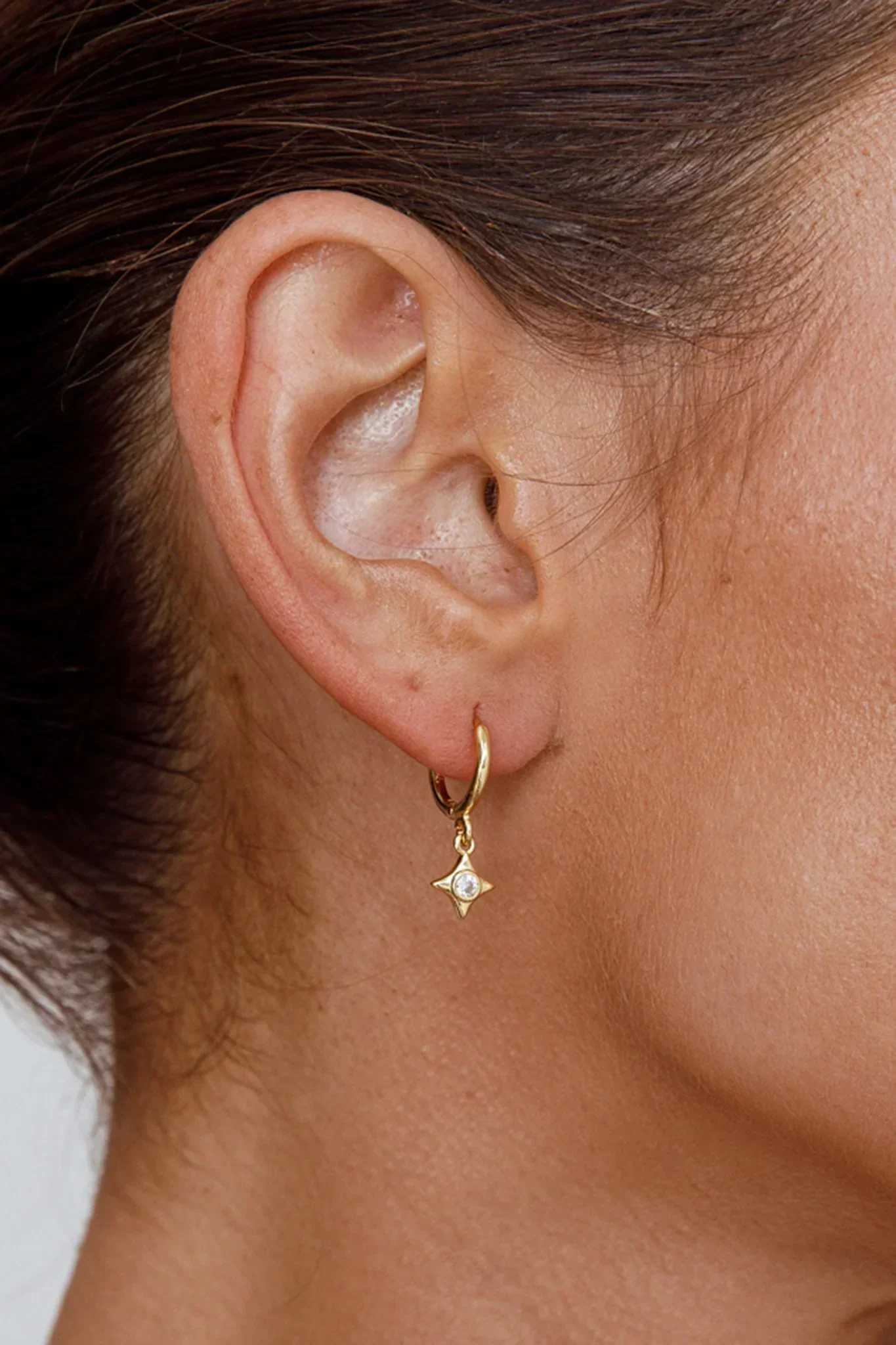 Lucida Drop Diamante Hoop Earrings Gold - luluinthesky