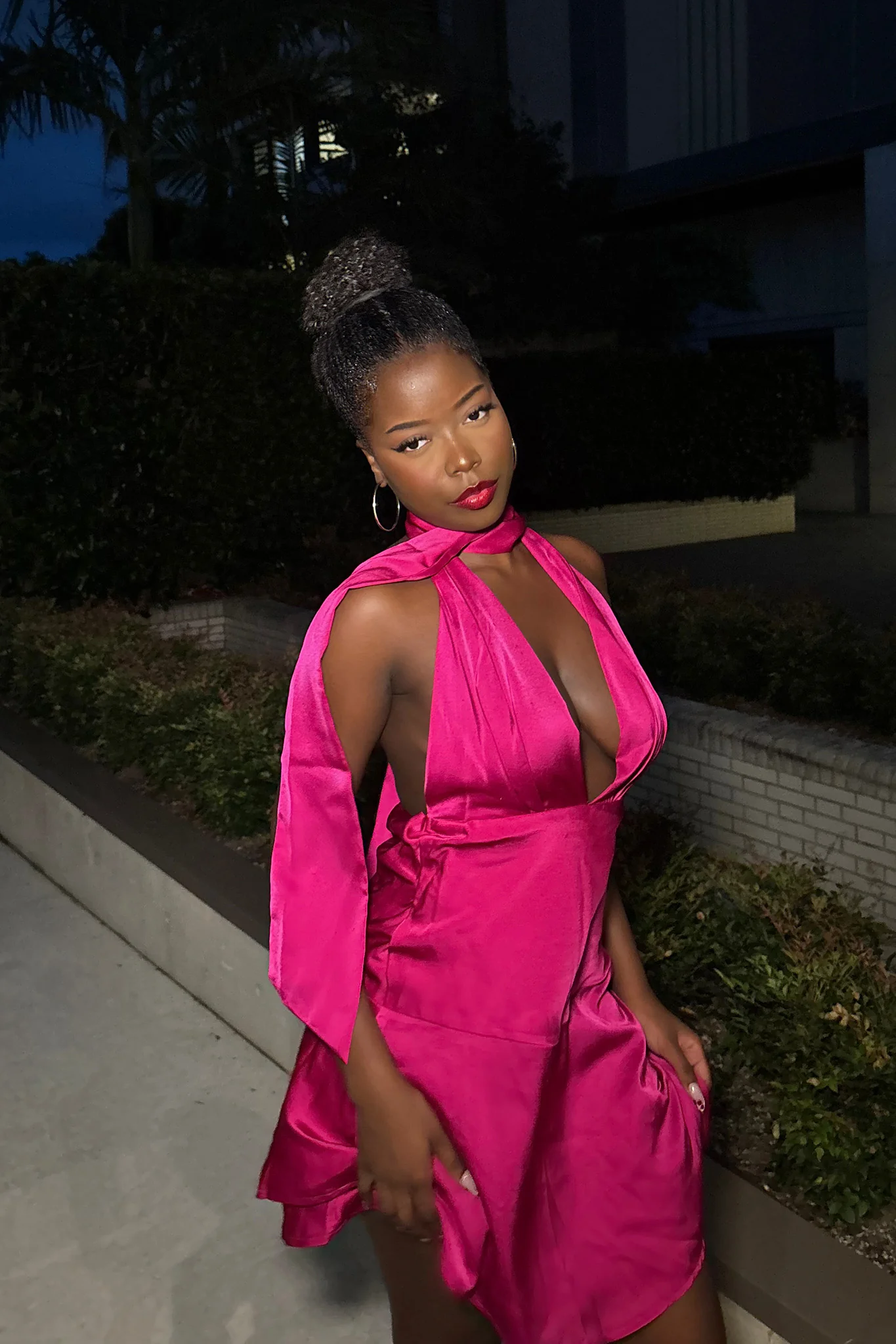 Tanya Halterneck Mini Dress Hot Pink