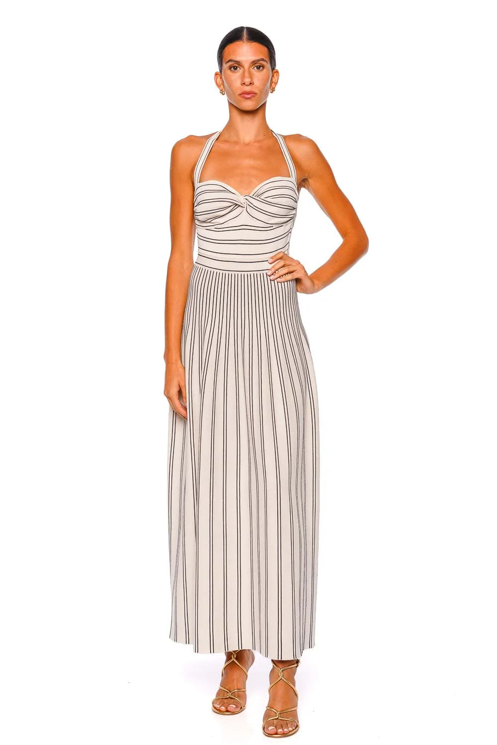 ZIMMERMANN Daylight Twist Halter Knit Midi Dress