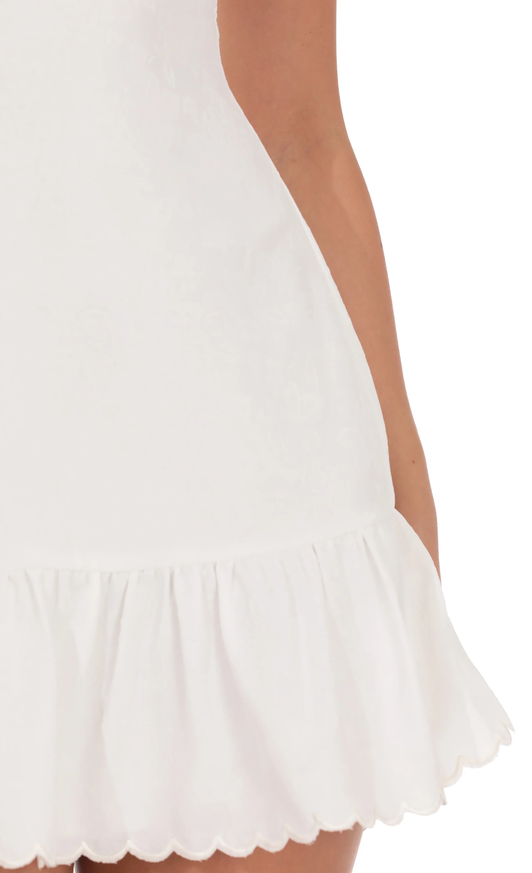 Ruffled Hem Mini Dress in White