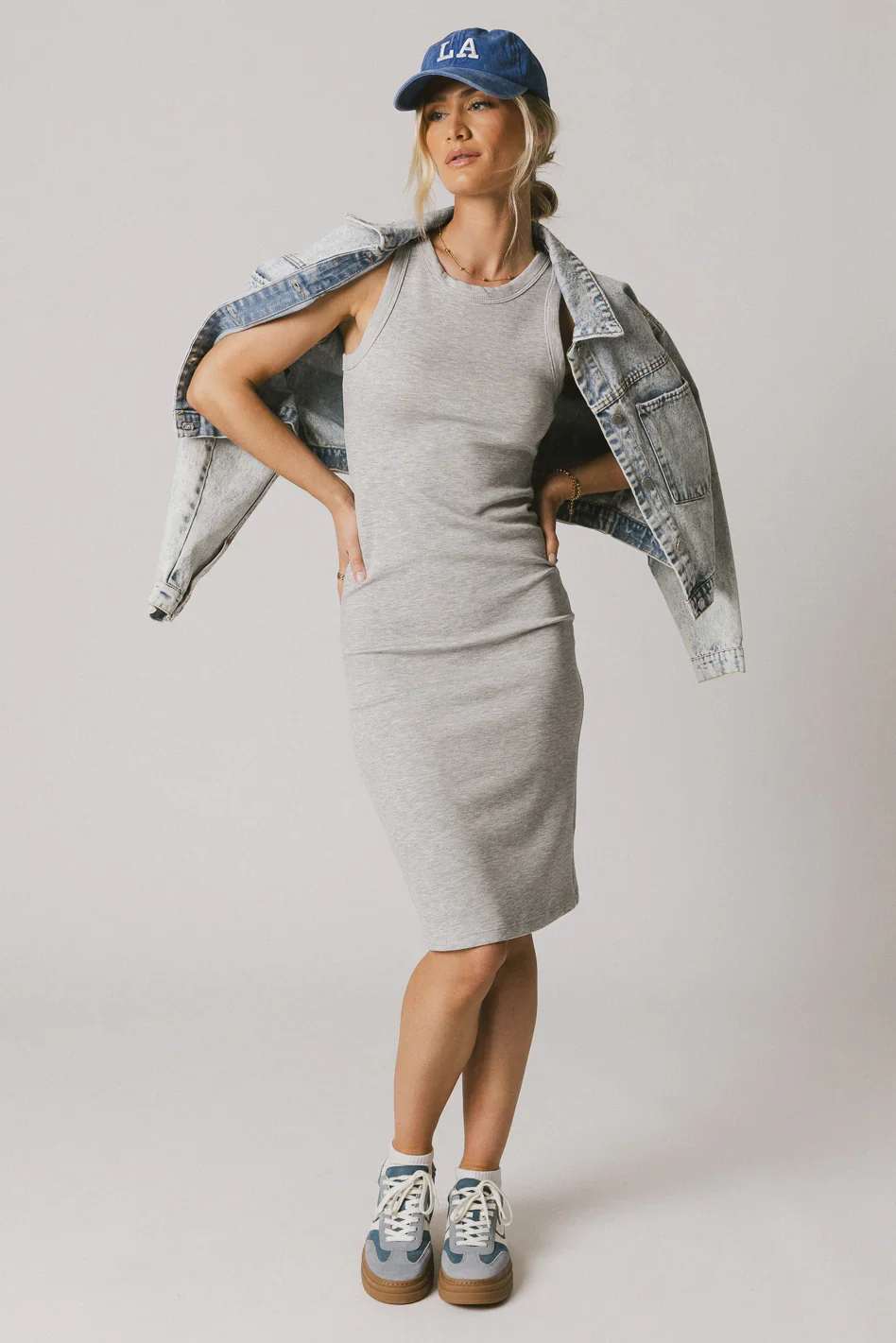 Daphne Midi Dress in Heather Grey