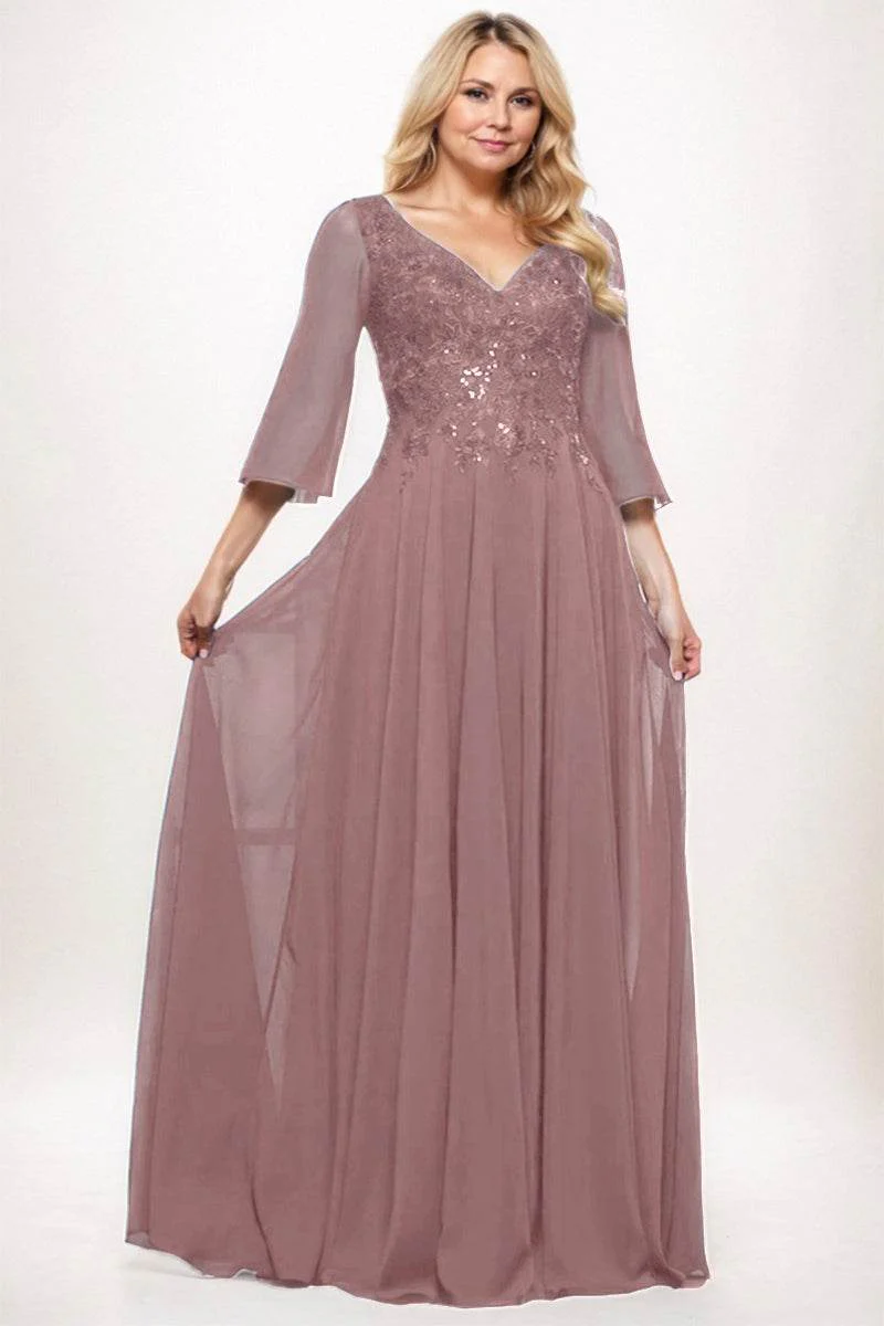 A-Line Maxi Chiffon Mother Dress CM0254