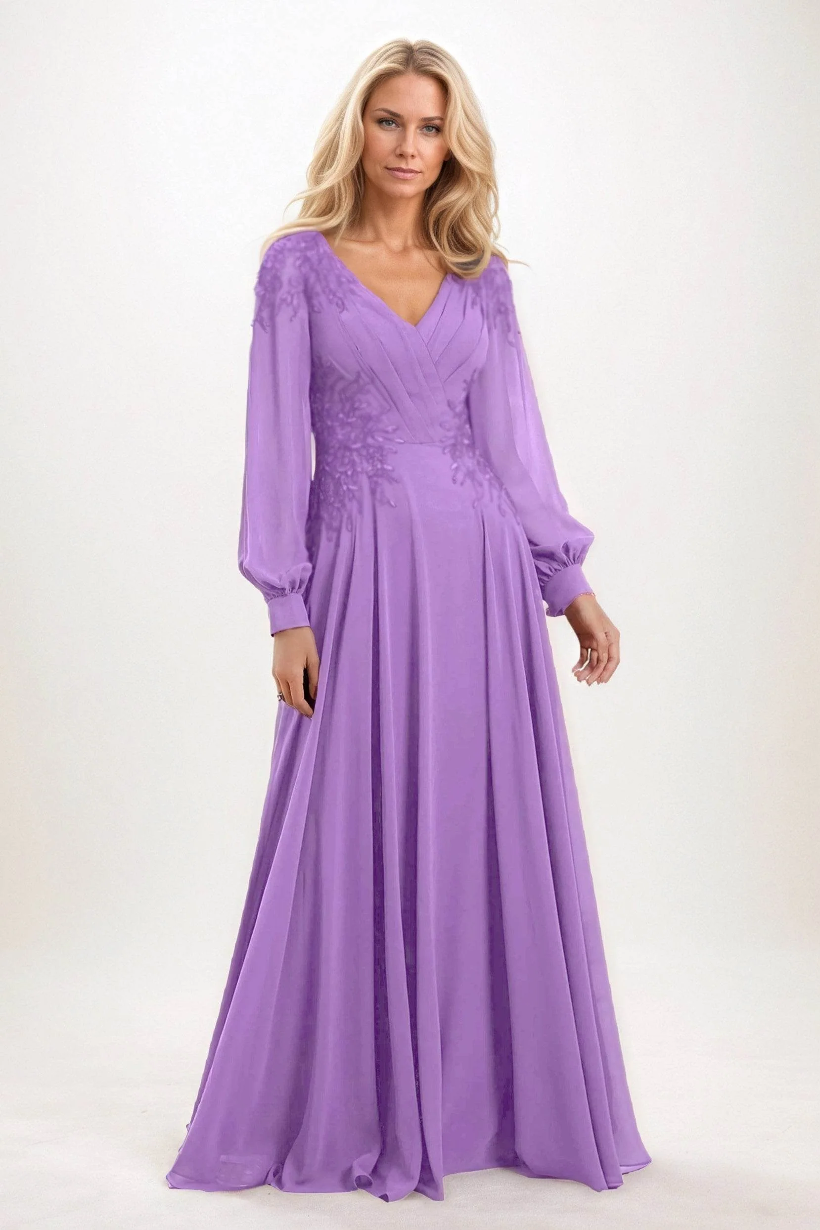 A-Line Maxi Chiffon Mother of the Bride Dresses CM0405