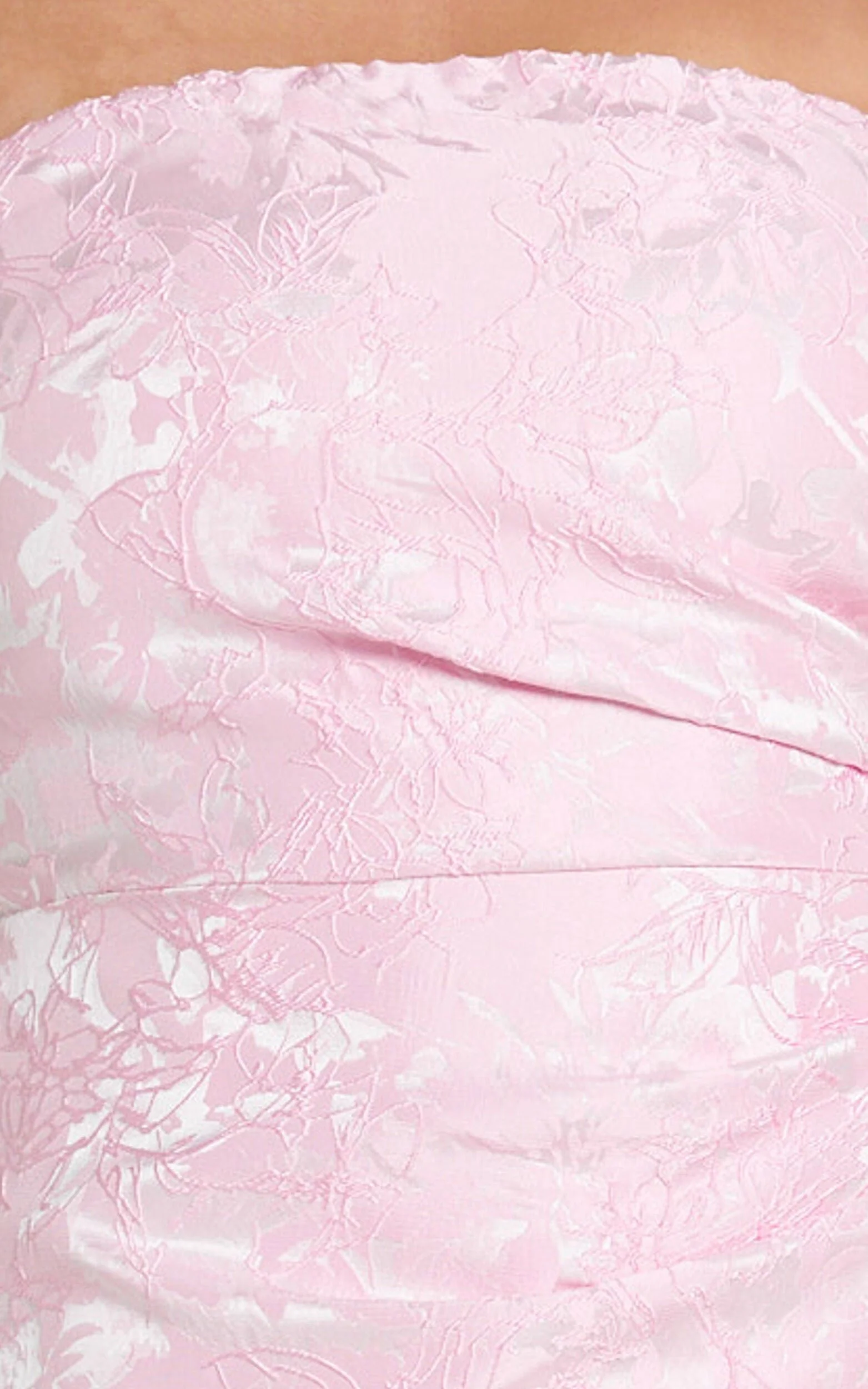 Laila Mini Dress - Jacquard Strapless Fit And Flare Dress in Pink - luluinthesky
