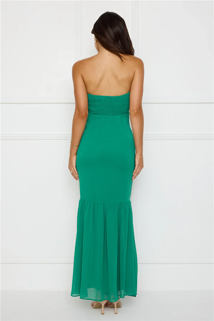 Stylish Snake Strapless Maxi Dress Green - luluinthesky