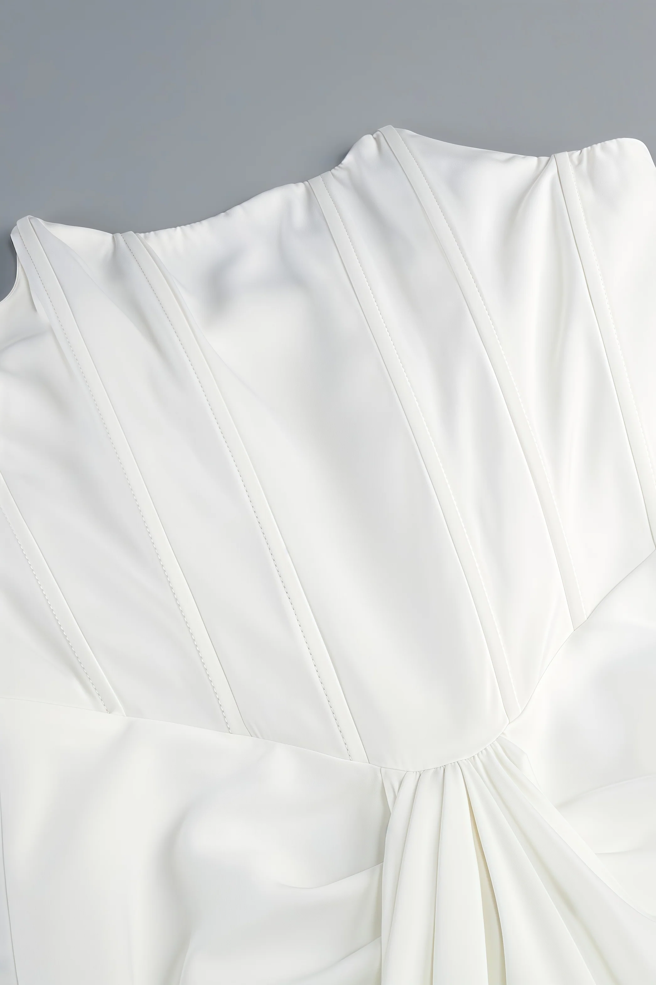 Tovarl White Plunge Fishbone Maxi Dress