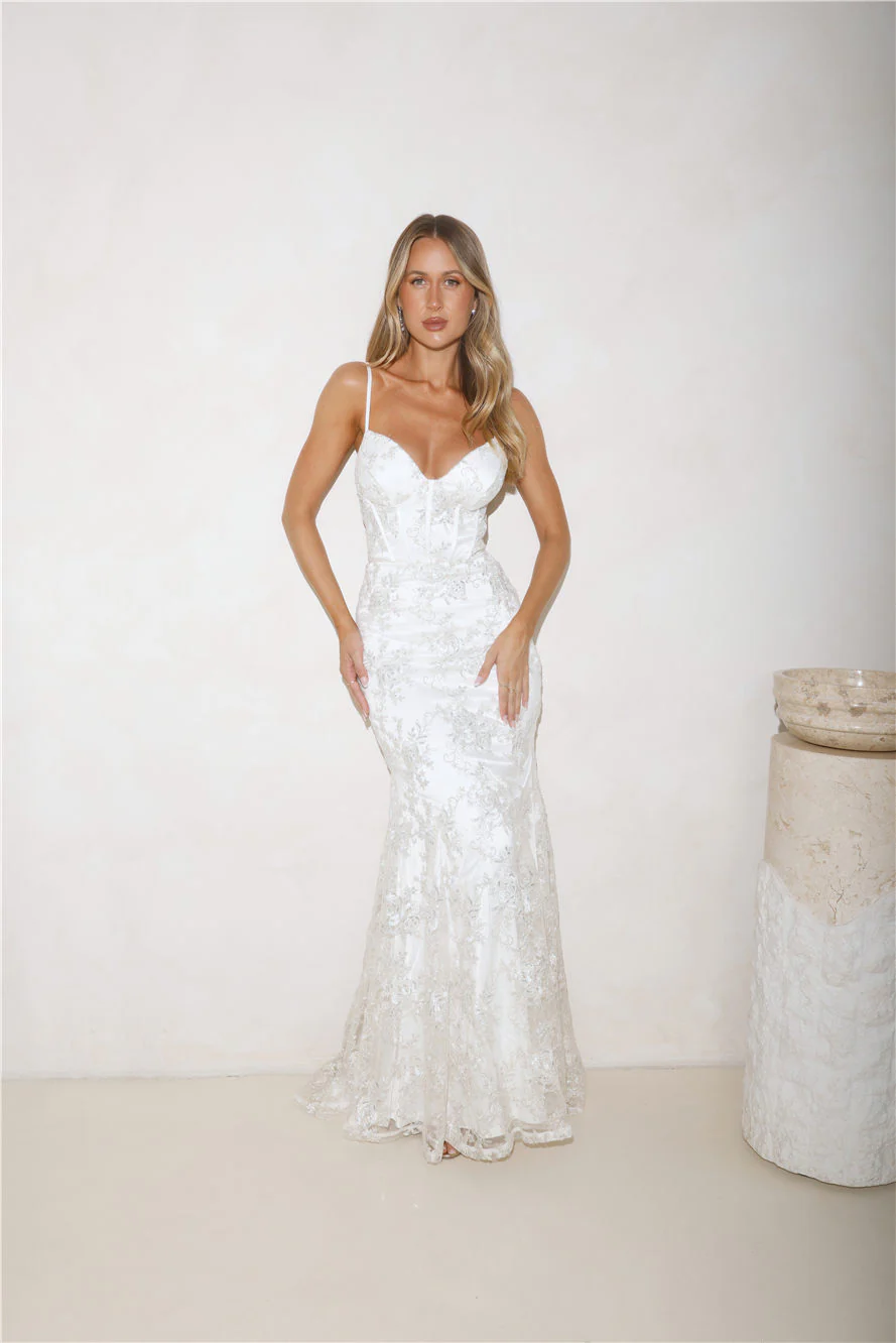 On The Silver Screen Sequin Maxi Dress Off White - luluinthesky