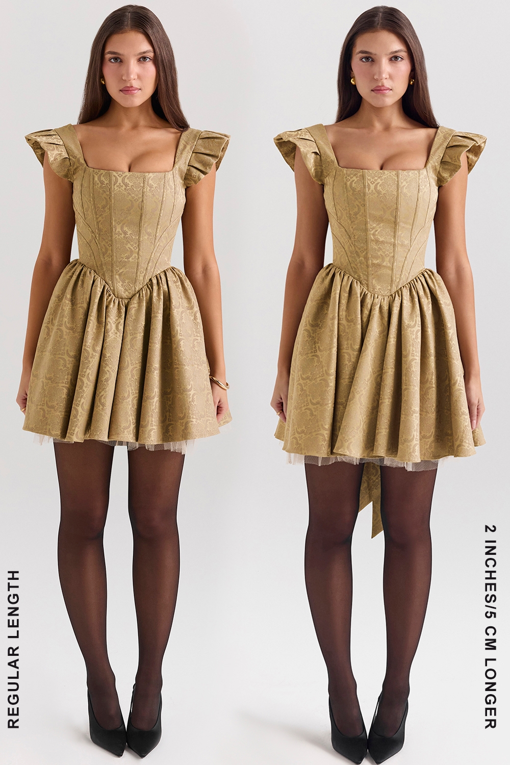 Gold Jacquard Mini Dress