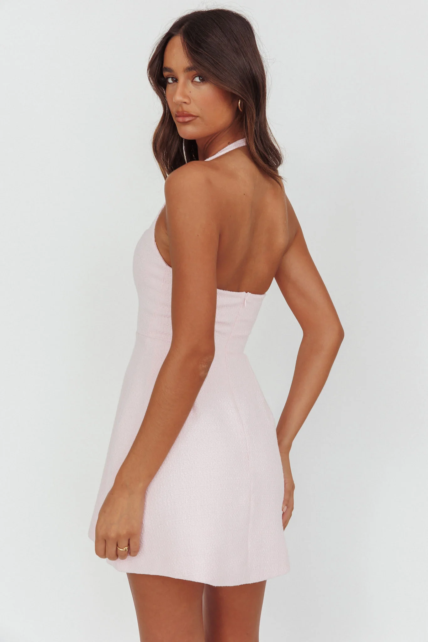 Hendrix Halterneck A-Line Mini Dress Pink