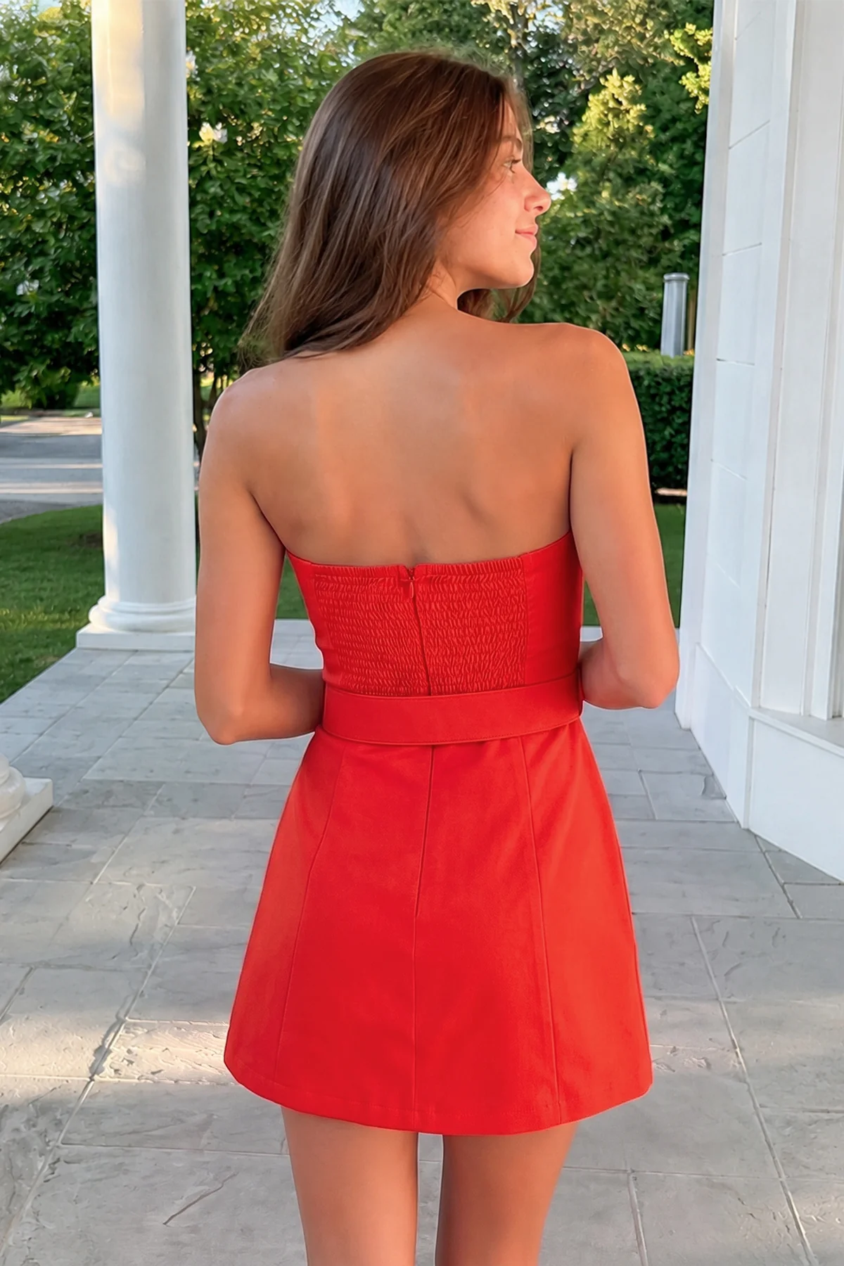Aqua Strapless Sheath Satin Homecoming Dress with Belt