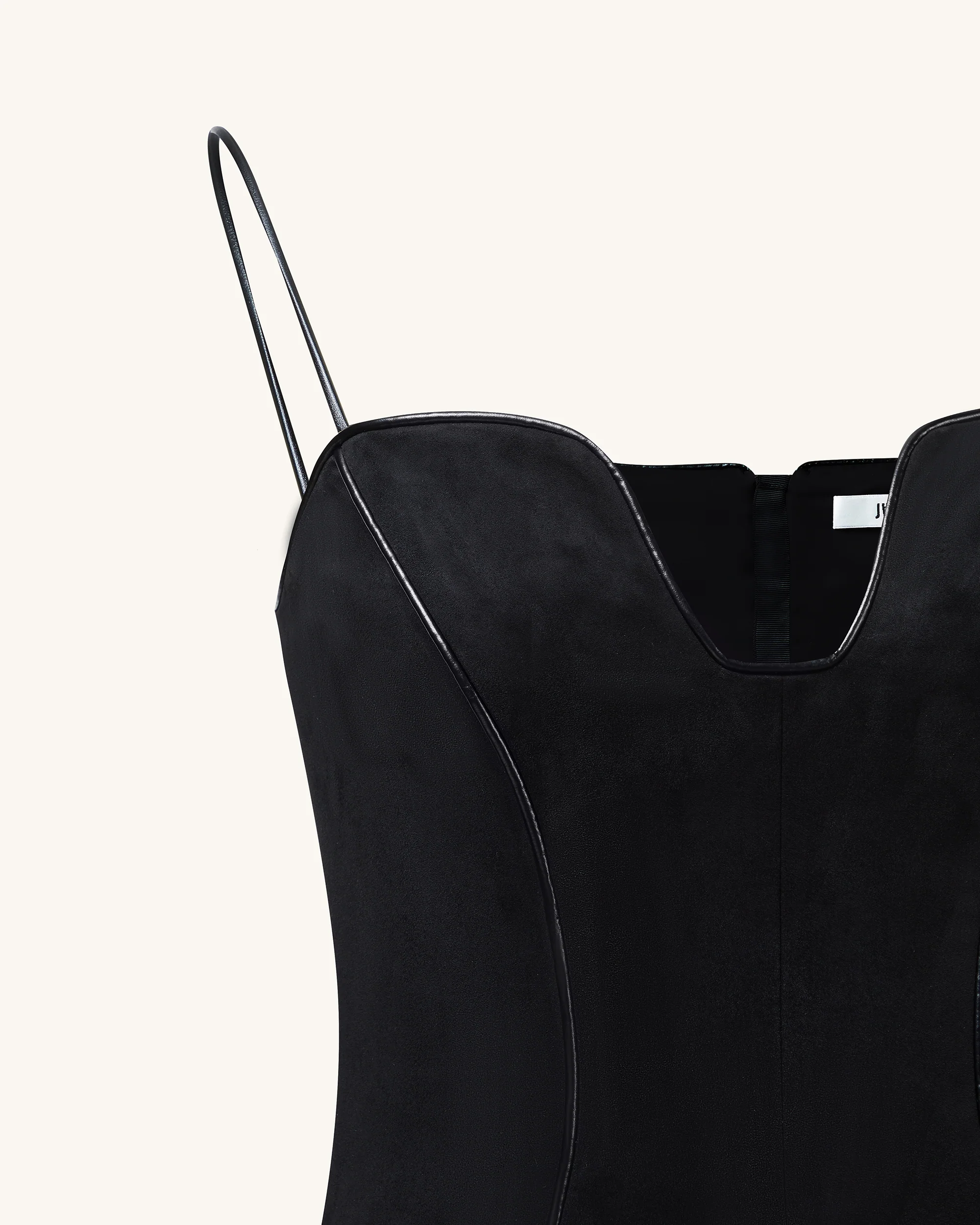 Eva Spaghetti Strap Sueded Dress - Black - FASHION NOB