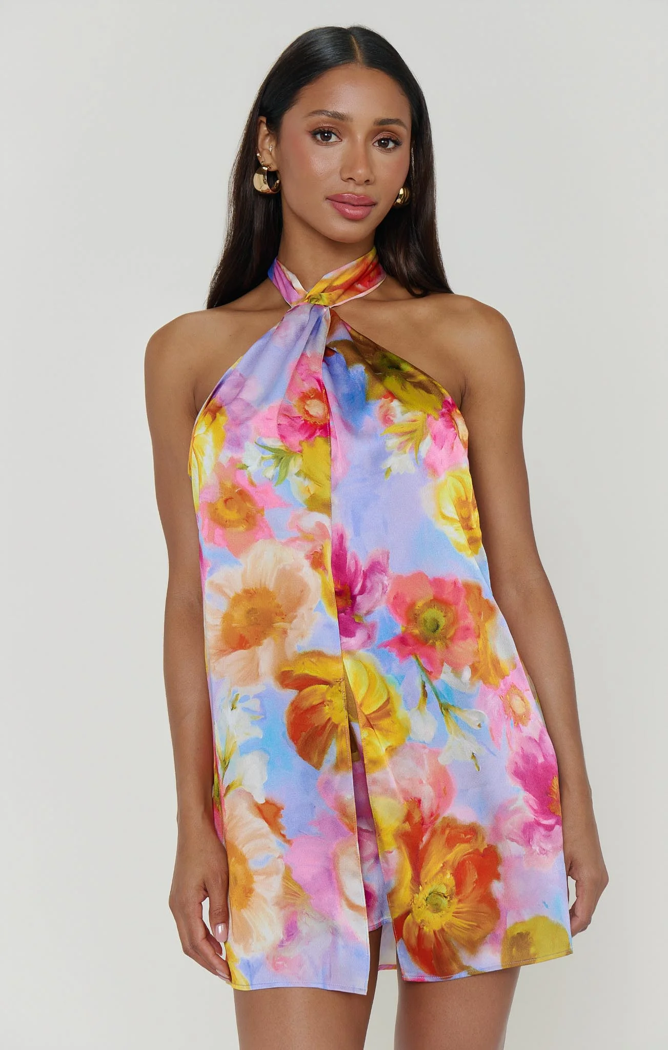 Twist Mini Dress ~ Brushed Blooms