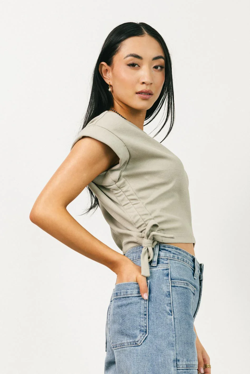 Sidney Ruched Top in Olive