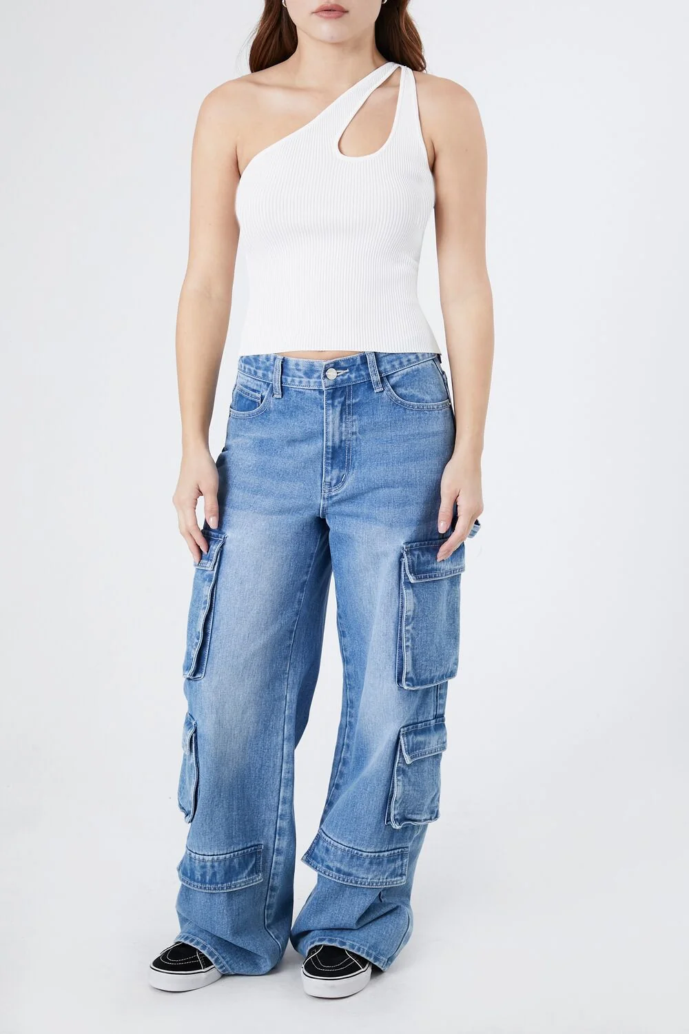 Sweater-Knit One-Shoulder Crop Top