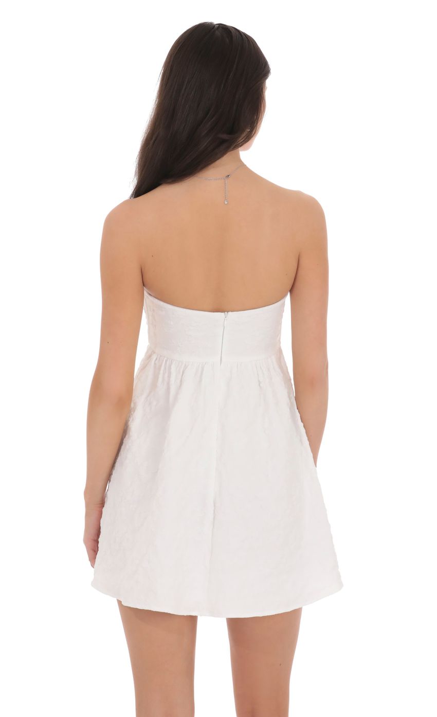 Textured Floral Babydoll Dress in White