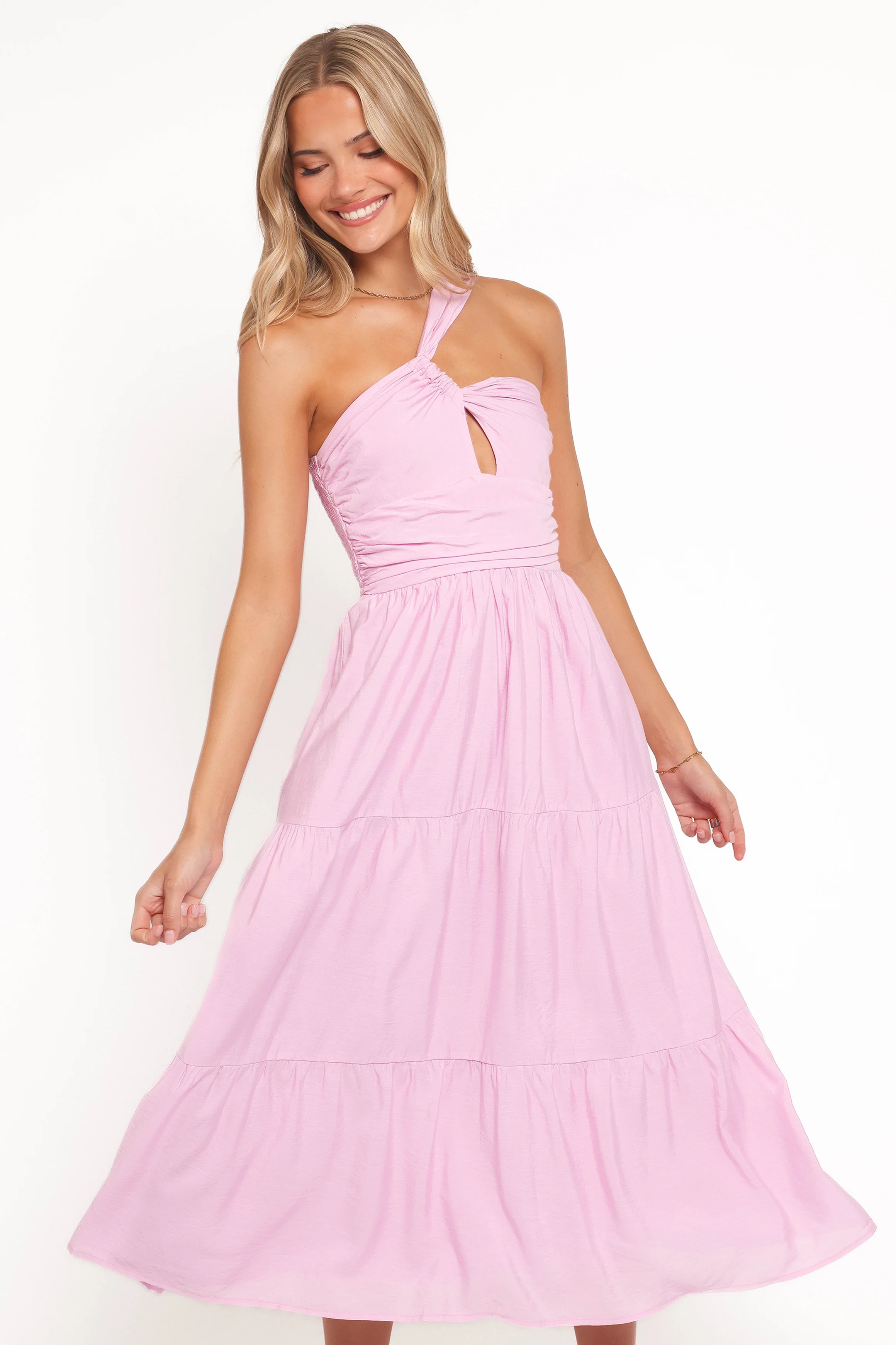 Vinny One Shoulder Maxi Dress - Pink