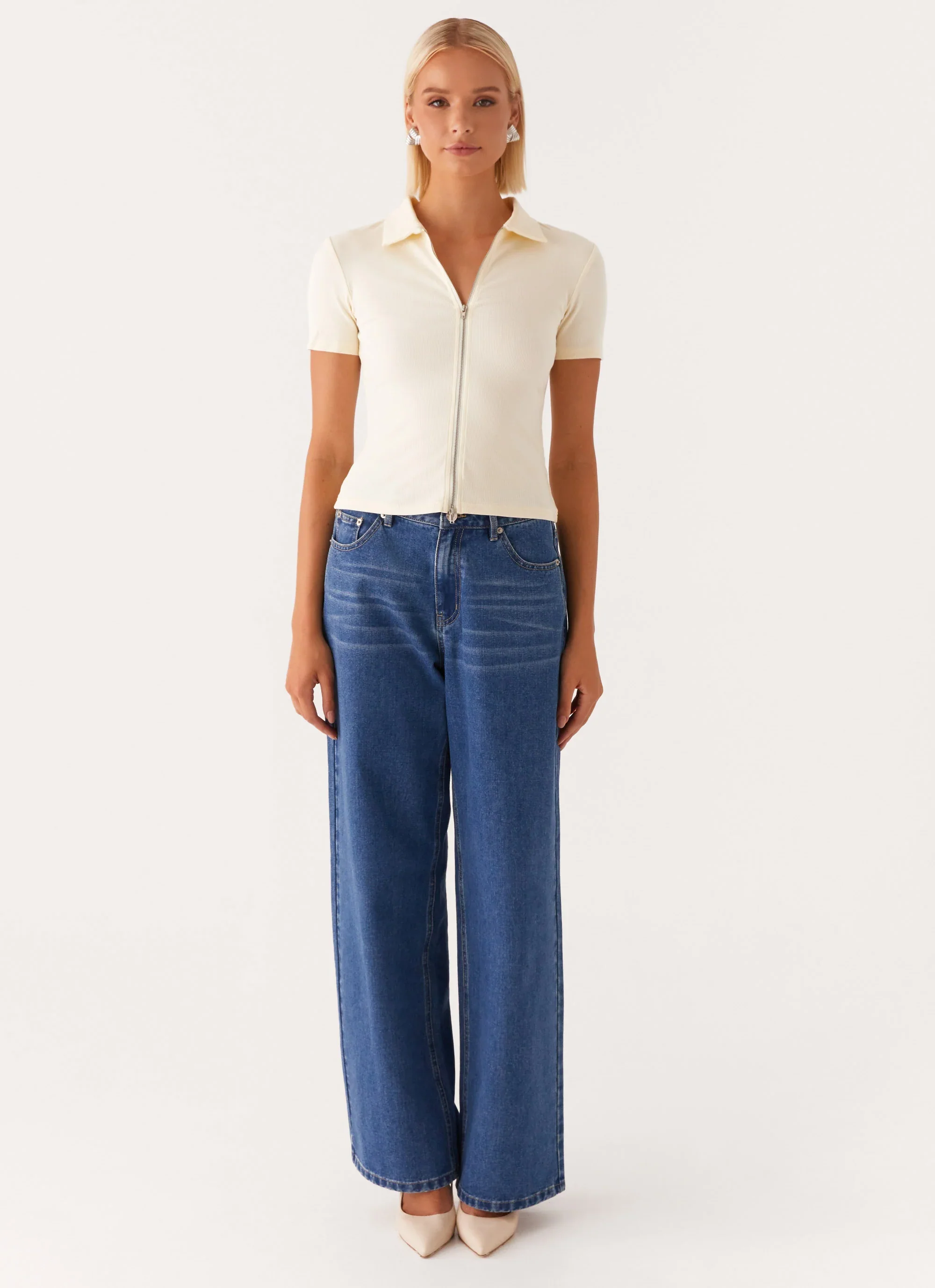 Damita Zip Front Top - Lemon