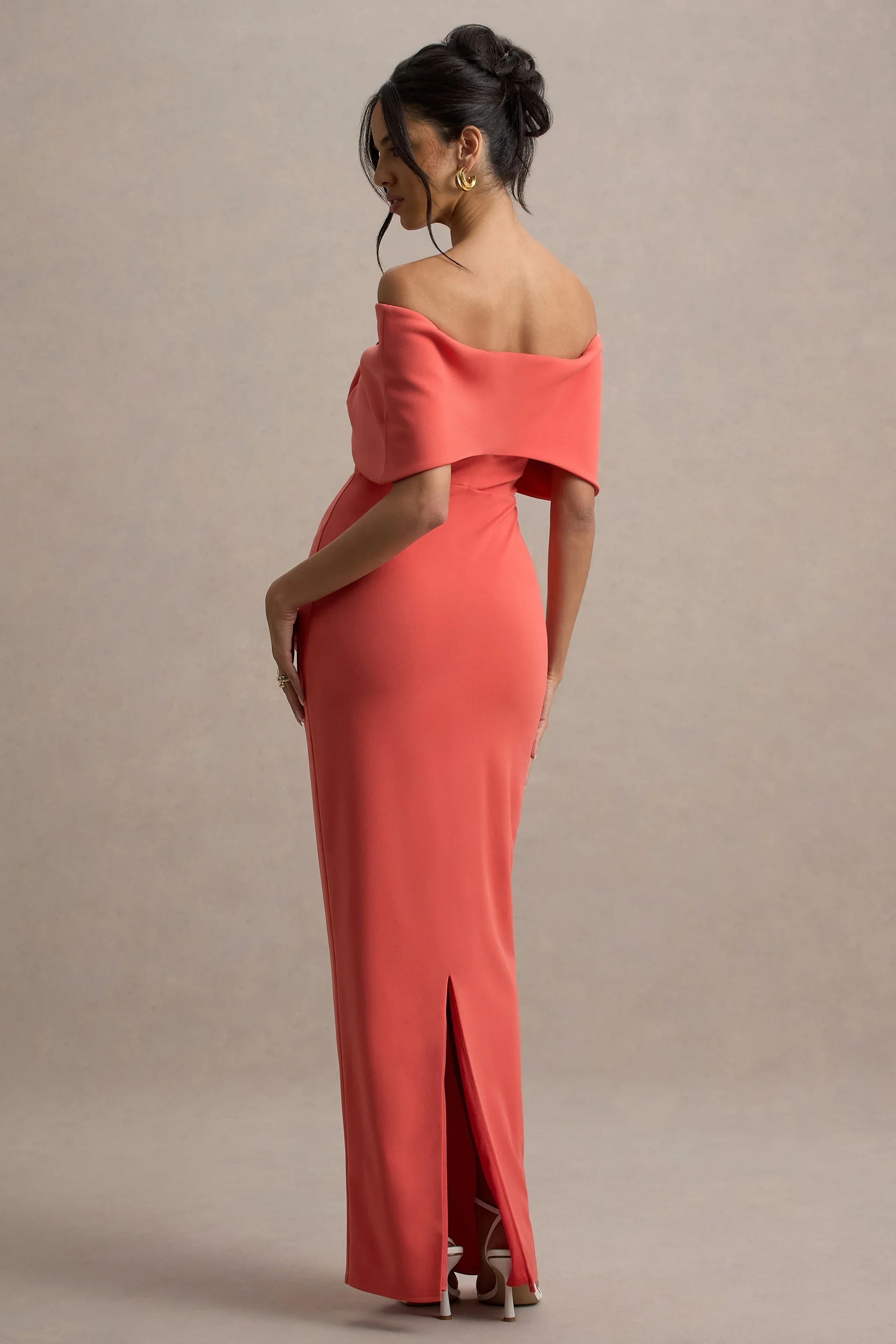 Cornelia | Orange Strapless Maxi Dress With Oversized Bow