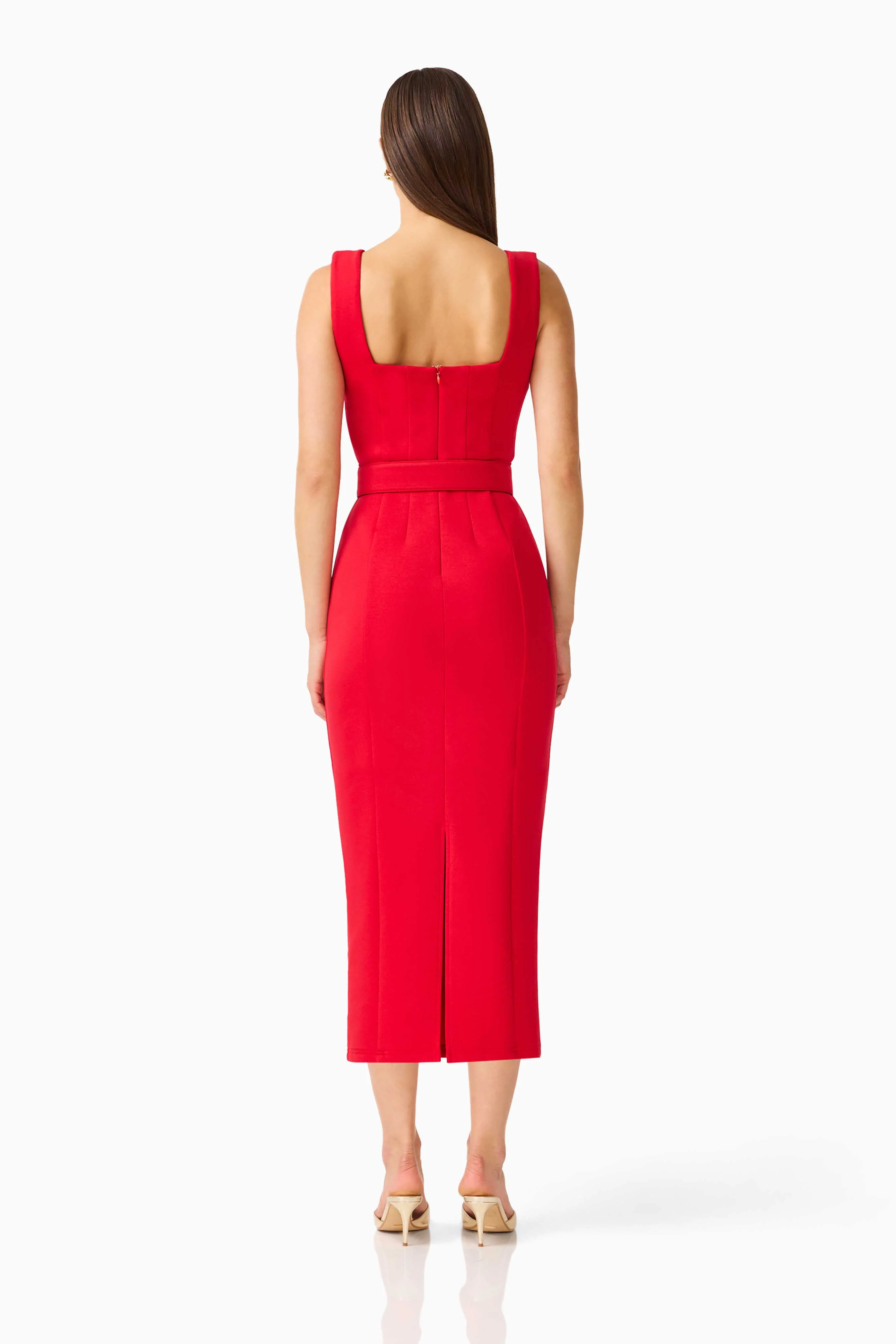 CURAAE Aris Midi Dress in Red