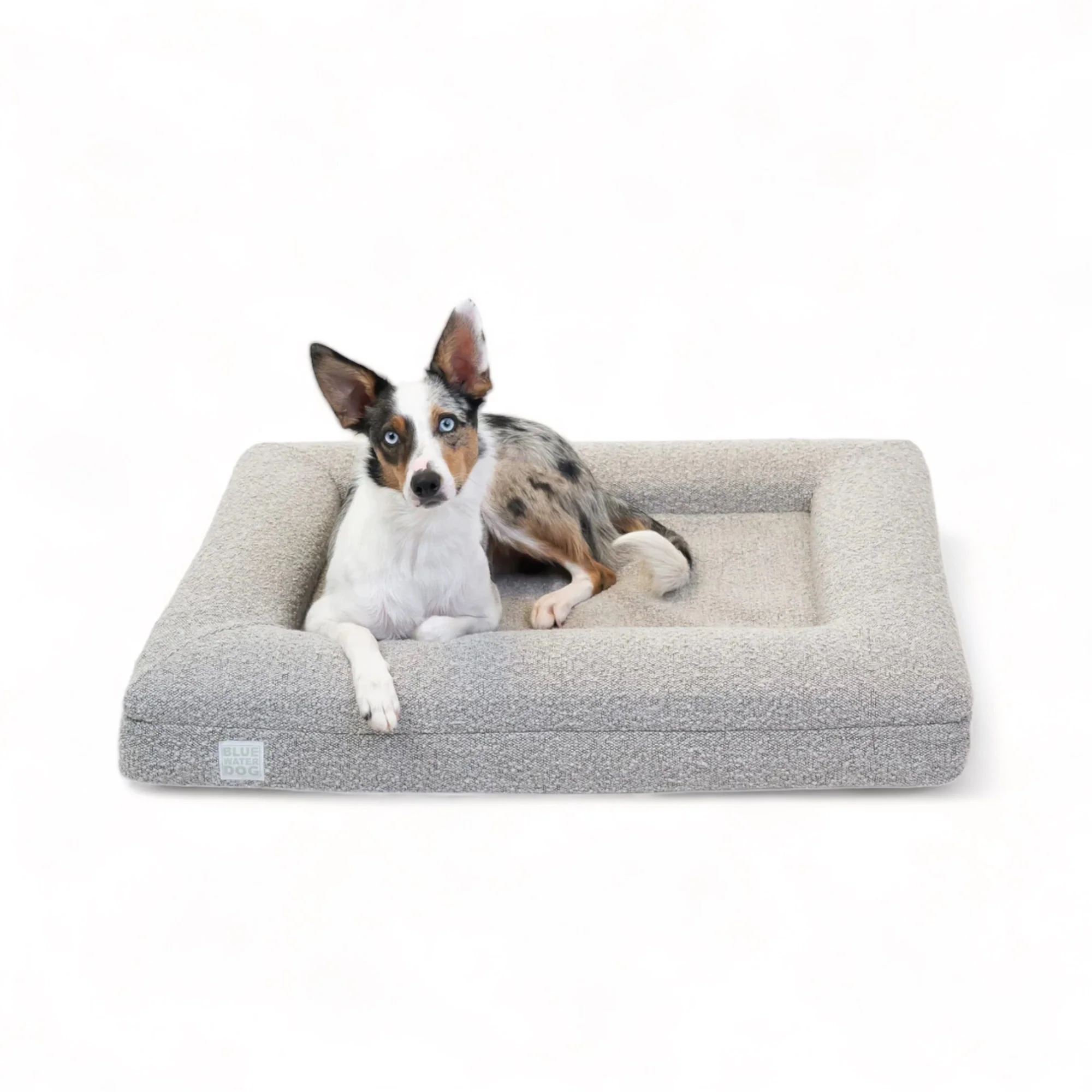 Medium Bouclé Orthopedic Dog Bed (Bolster, Sand)