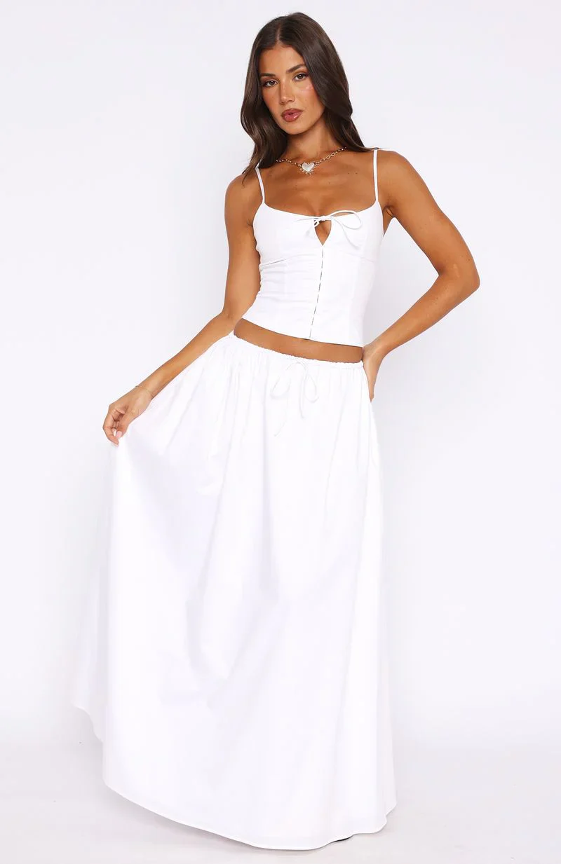 I'm Too Shy Maxi Skirt White