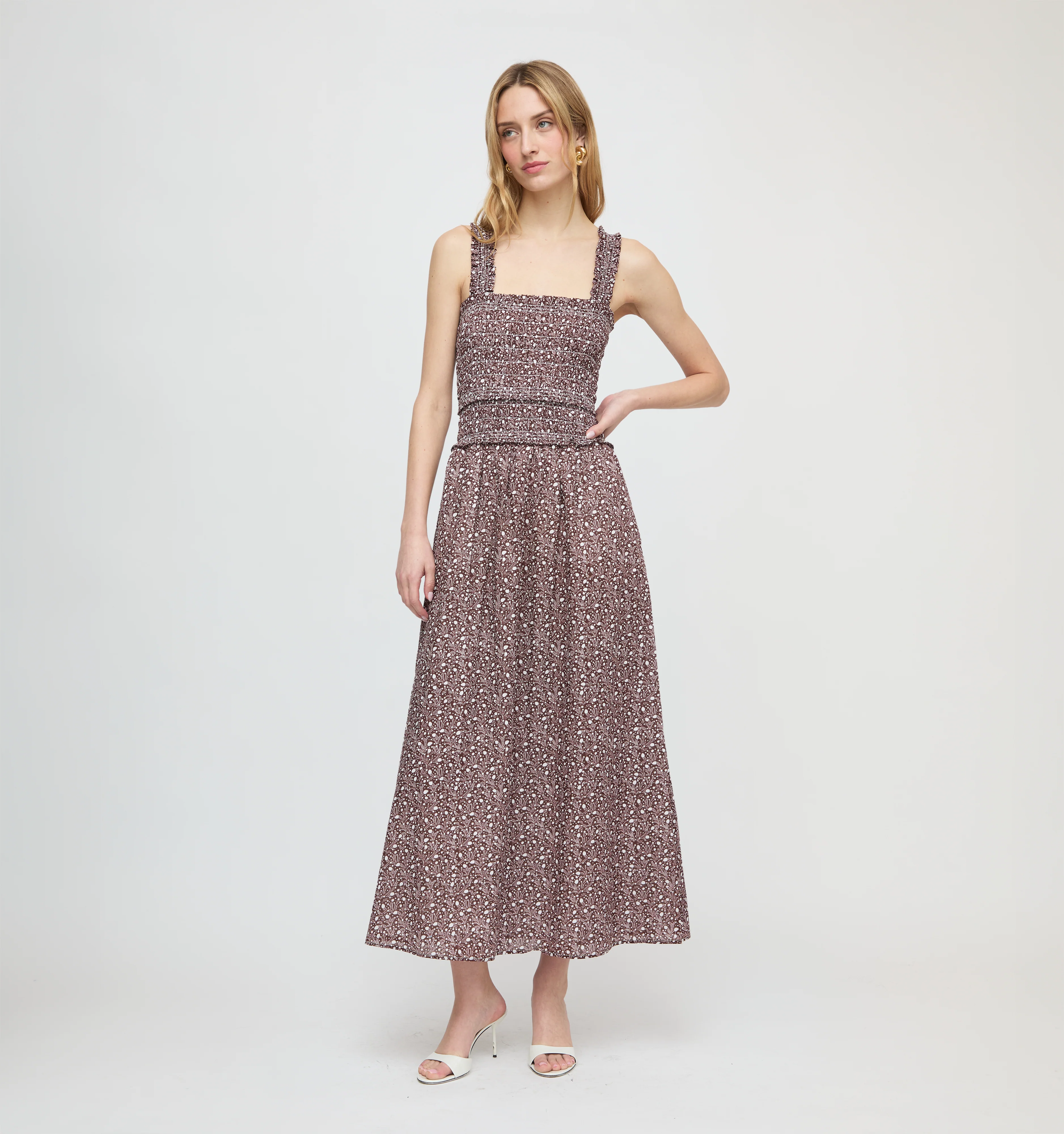 The Azalea Maxi Nap Dress - Chocolate Ditsy Thistle