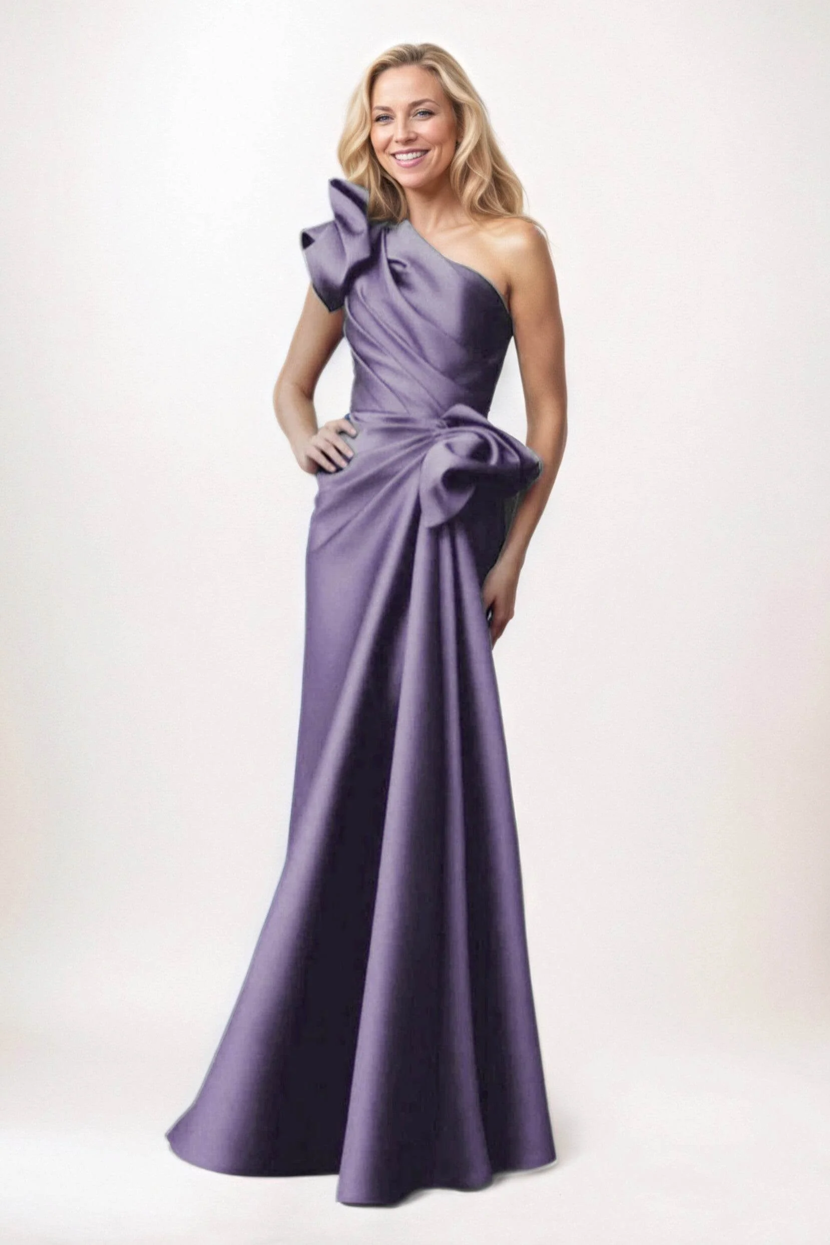 Sheath-Column Maxi Satin Mother of the Bride Dresses CM0383