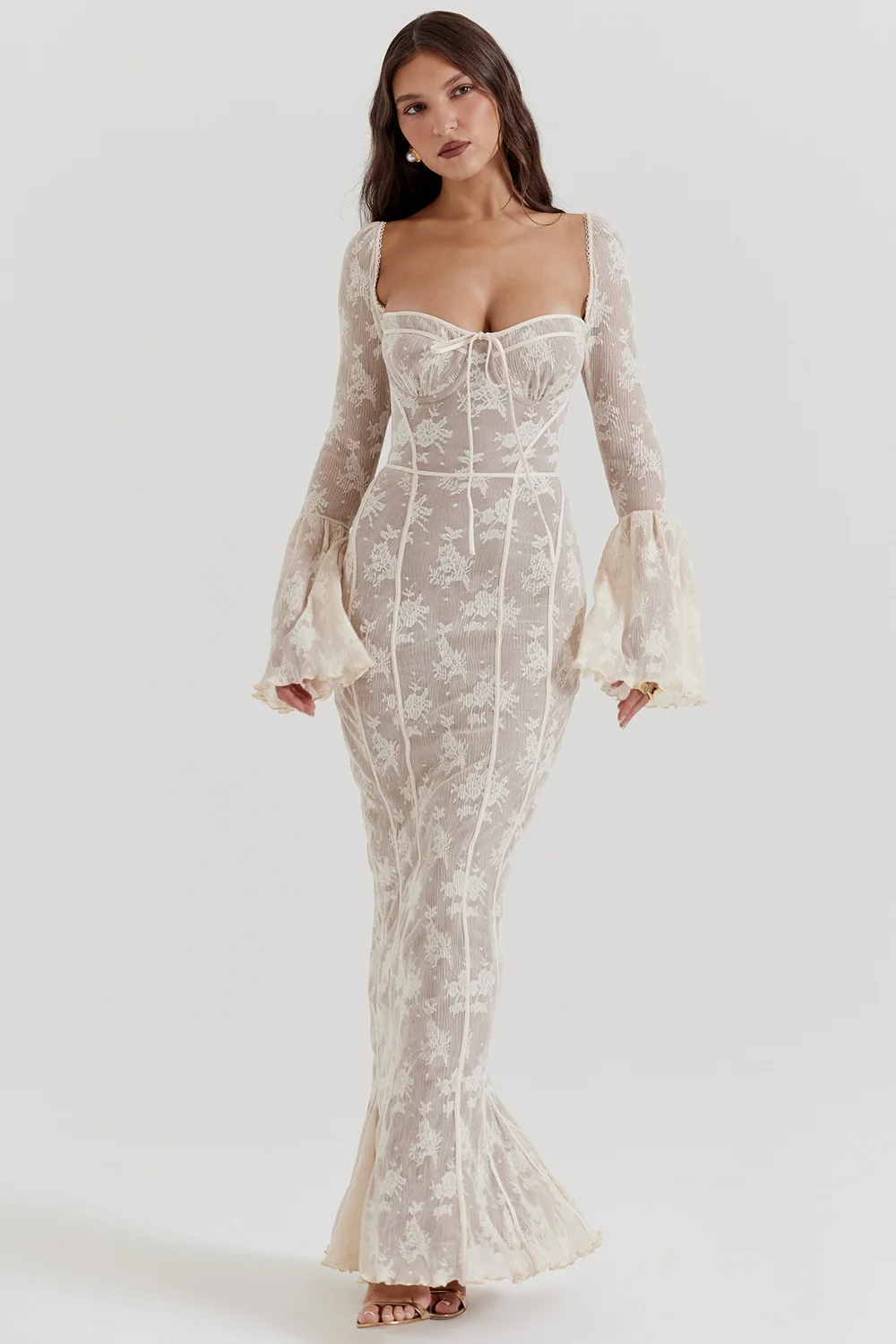 Vintage Cream Lace Maxi Dress