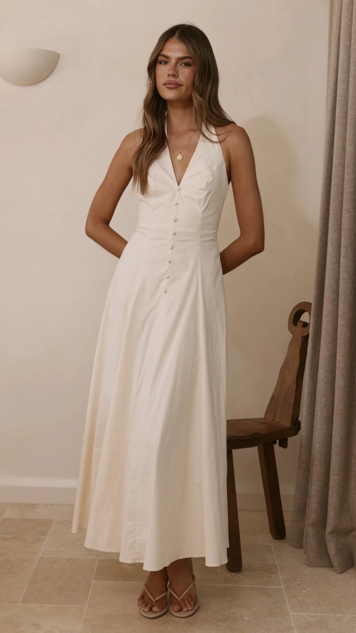 Kaia Maxi Dress - Vanilla - luluinthesky