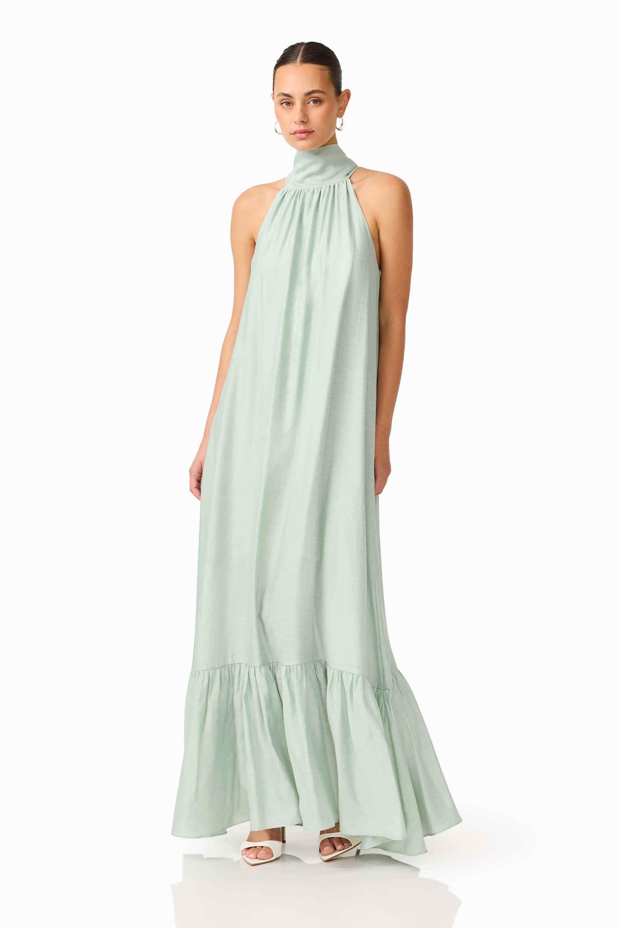 CURAAE Isaline Halter Maxi Dress in Sage Green