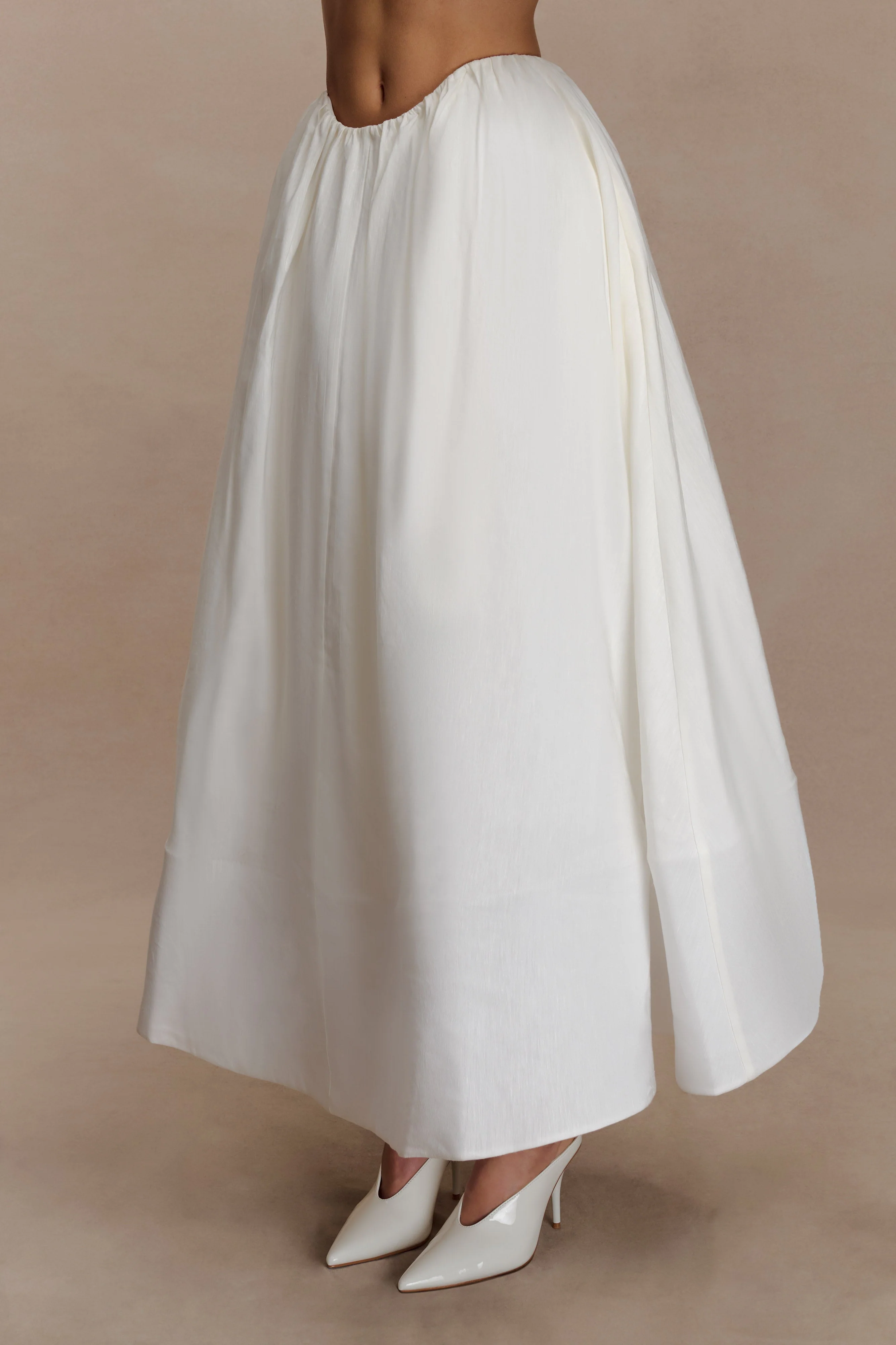 Greta Gathered Maxi Skirt - White