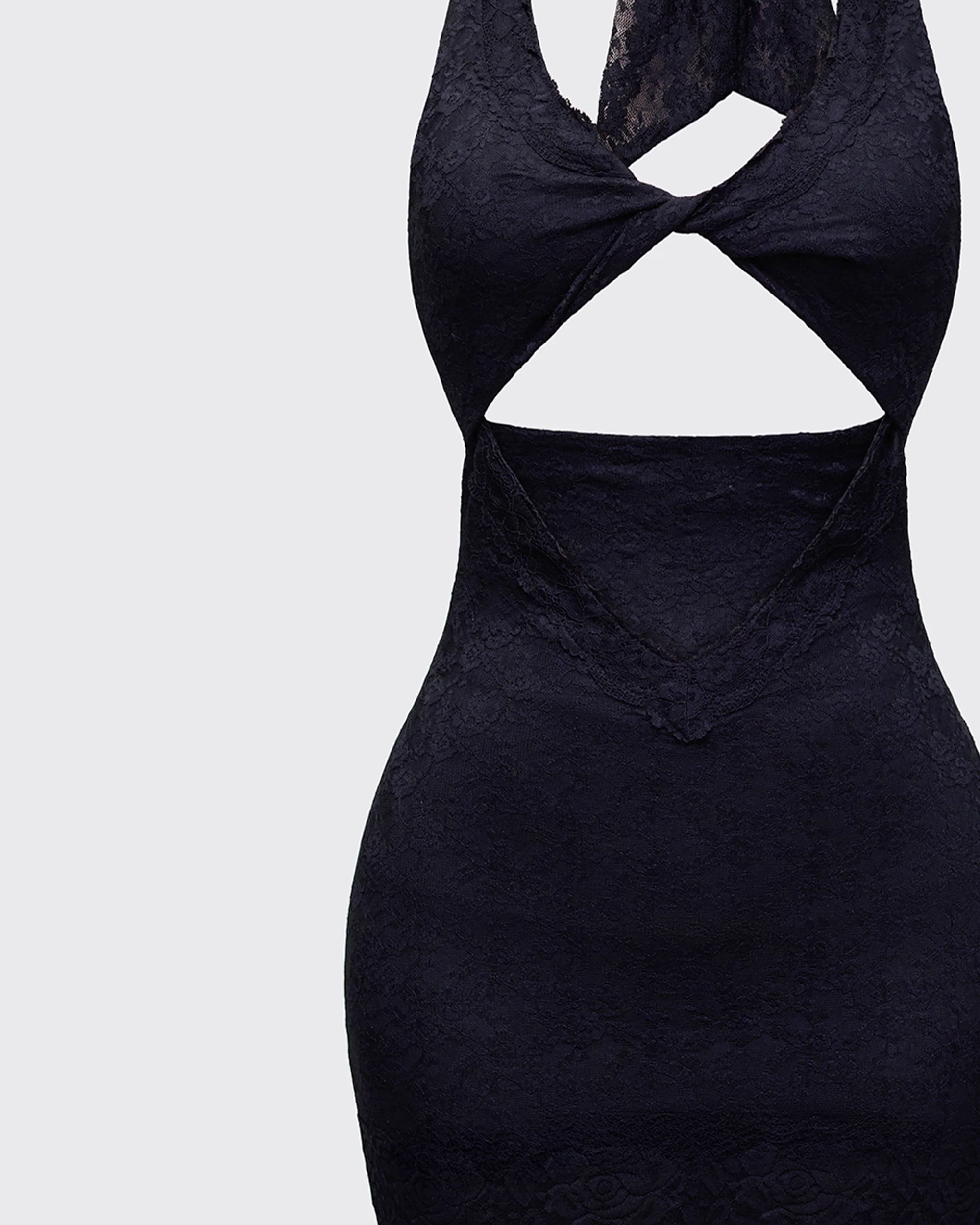 Rinna Black Lace Cut Out Mini Dress
