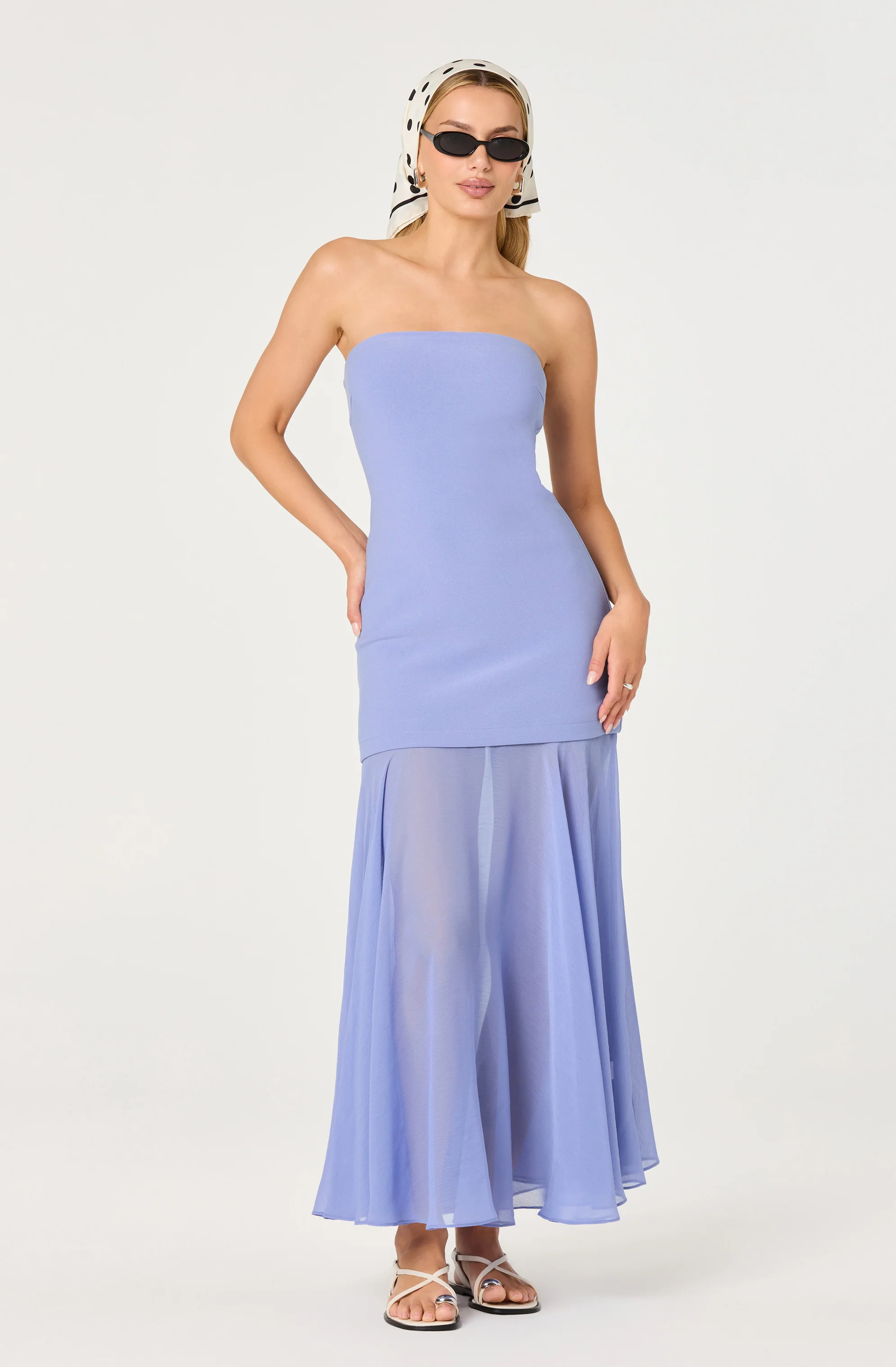 Lizet Strapless Mini Dress With Sheer Maxi Overlay