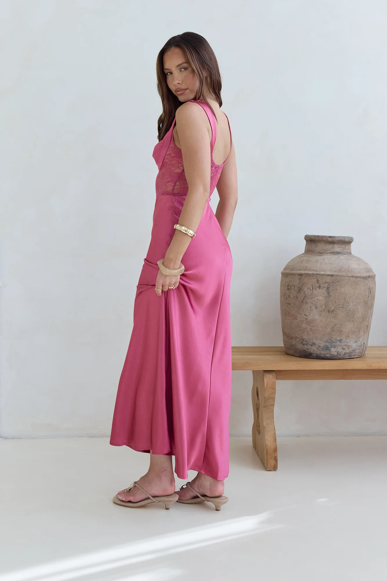 Milos Nights Midi Dress Rose - luluinthesky