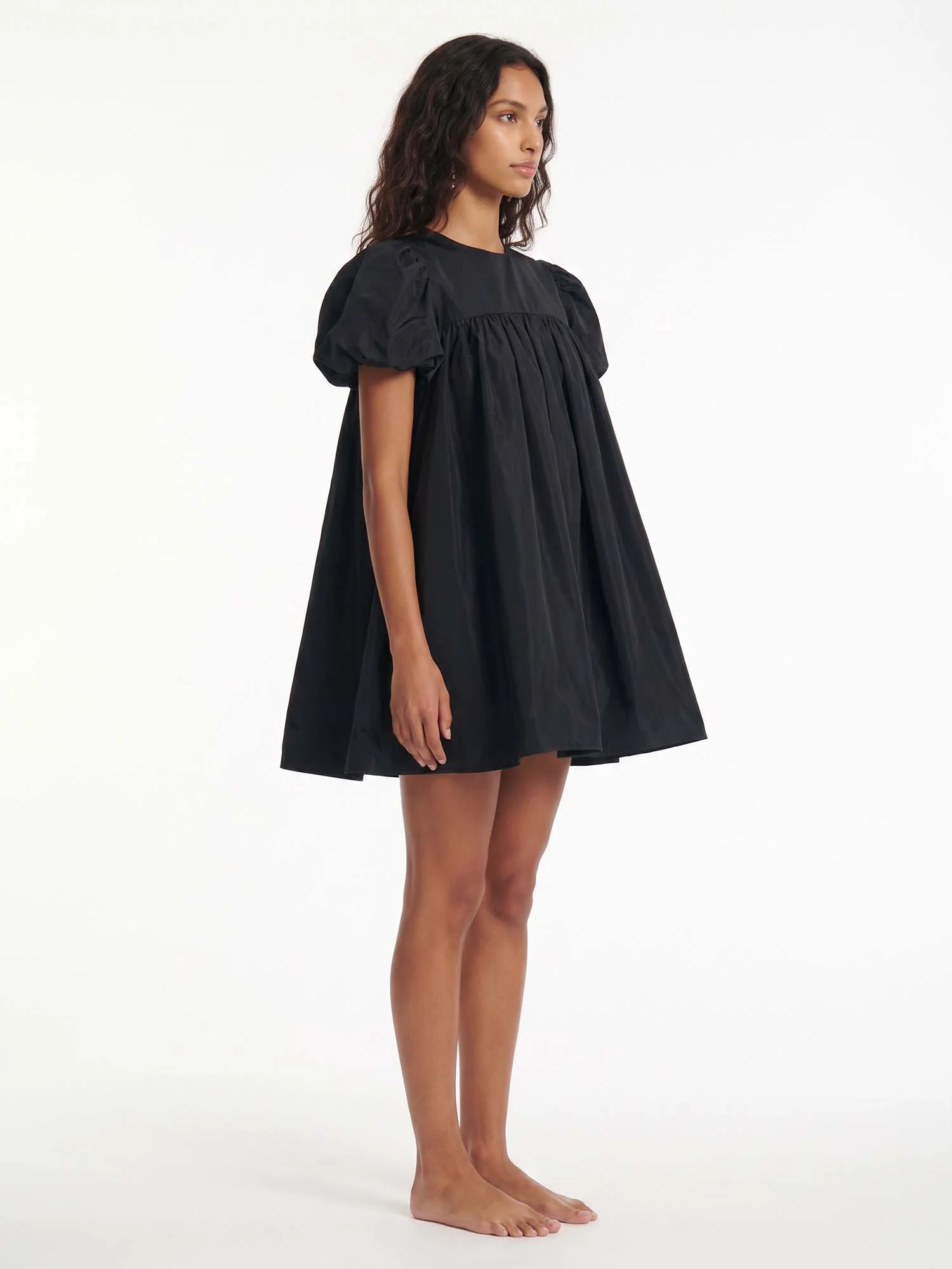 Black Puff Sleeve Mini Dress