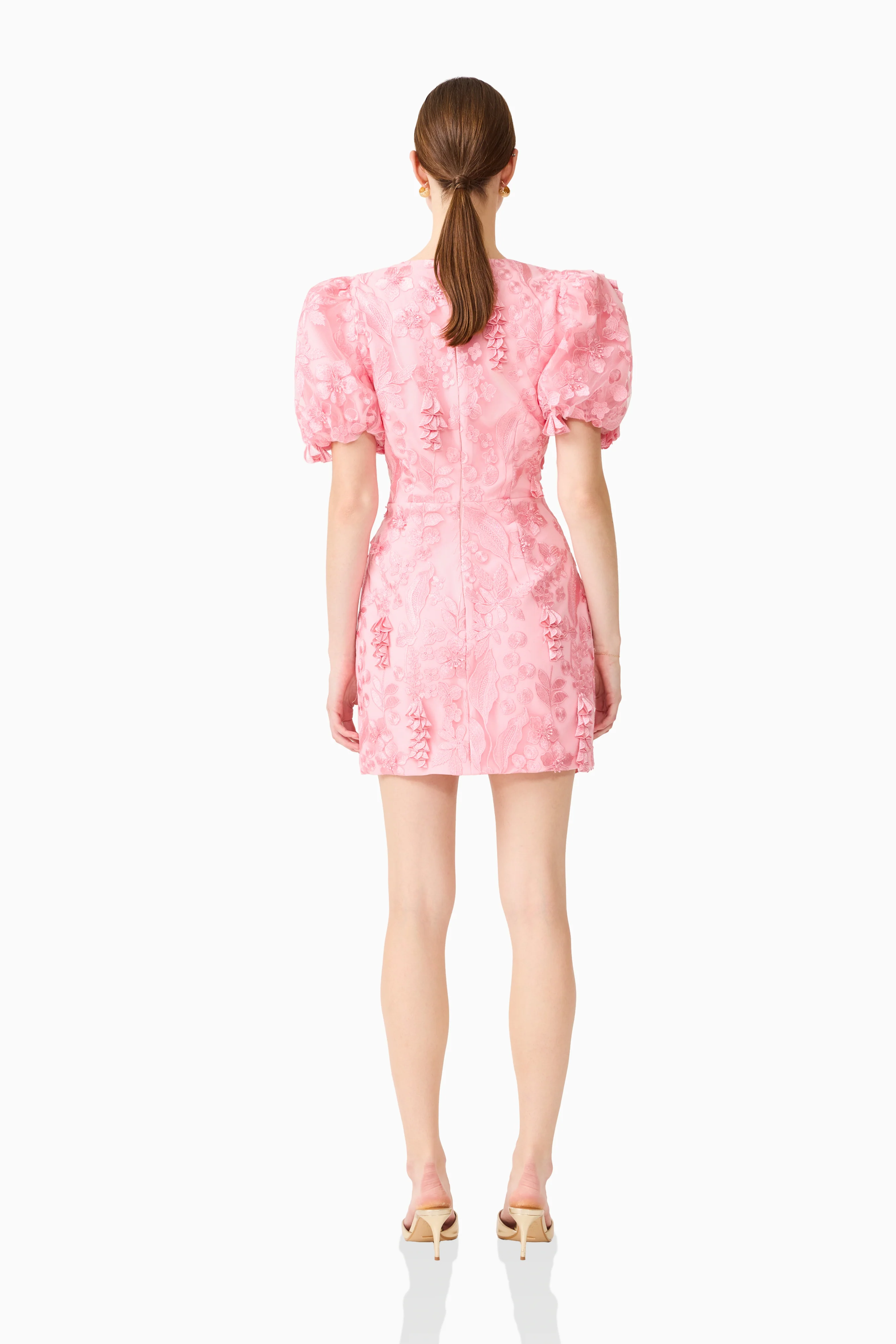 Monique Puff Sleeve Mini Dress in Pink