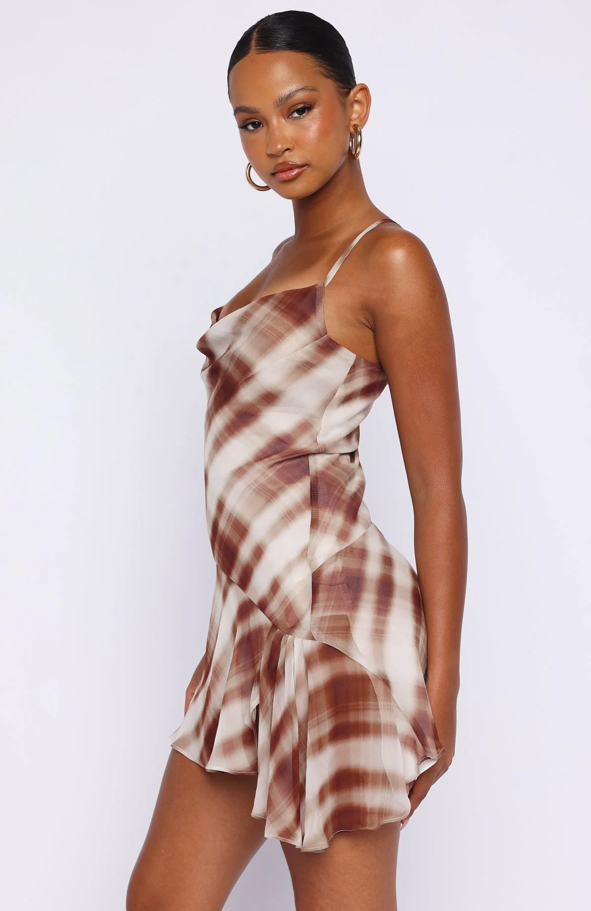 Personal Touch Cami Mini Dress Chocolate Plaid