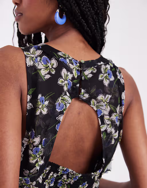 Free People Raven printed mini dress in midnight combo