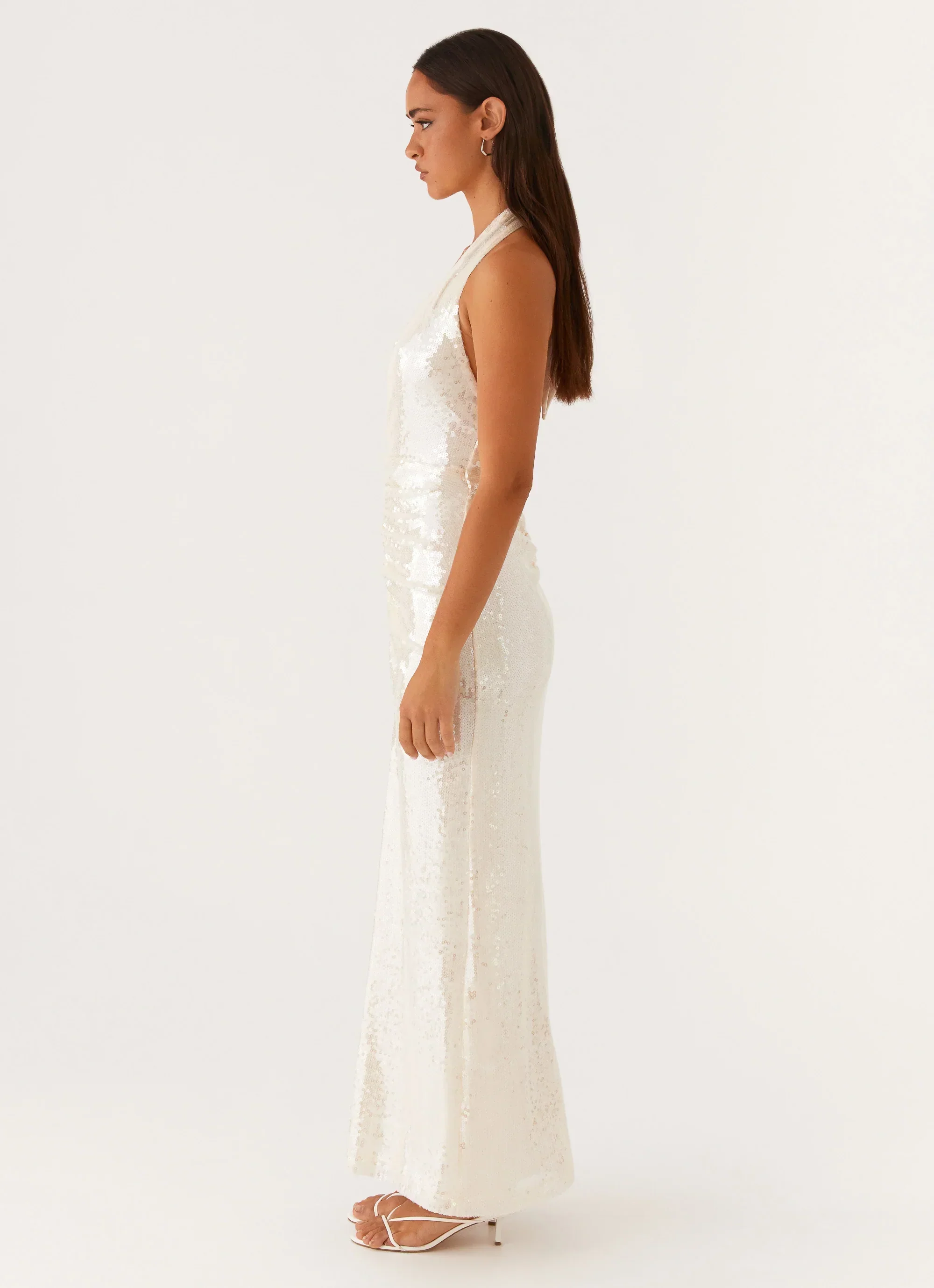 Whisked Away Halterneck Maxi Dress - White - luluinthesky