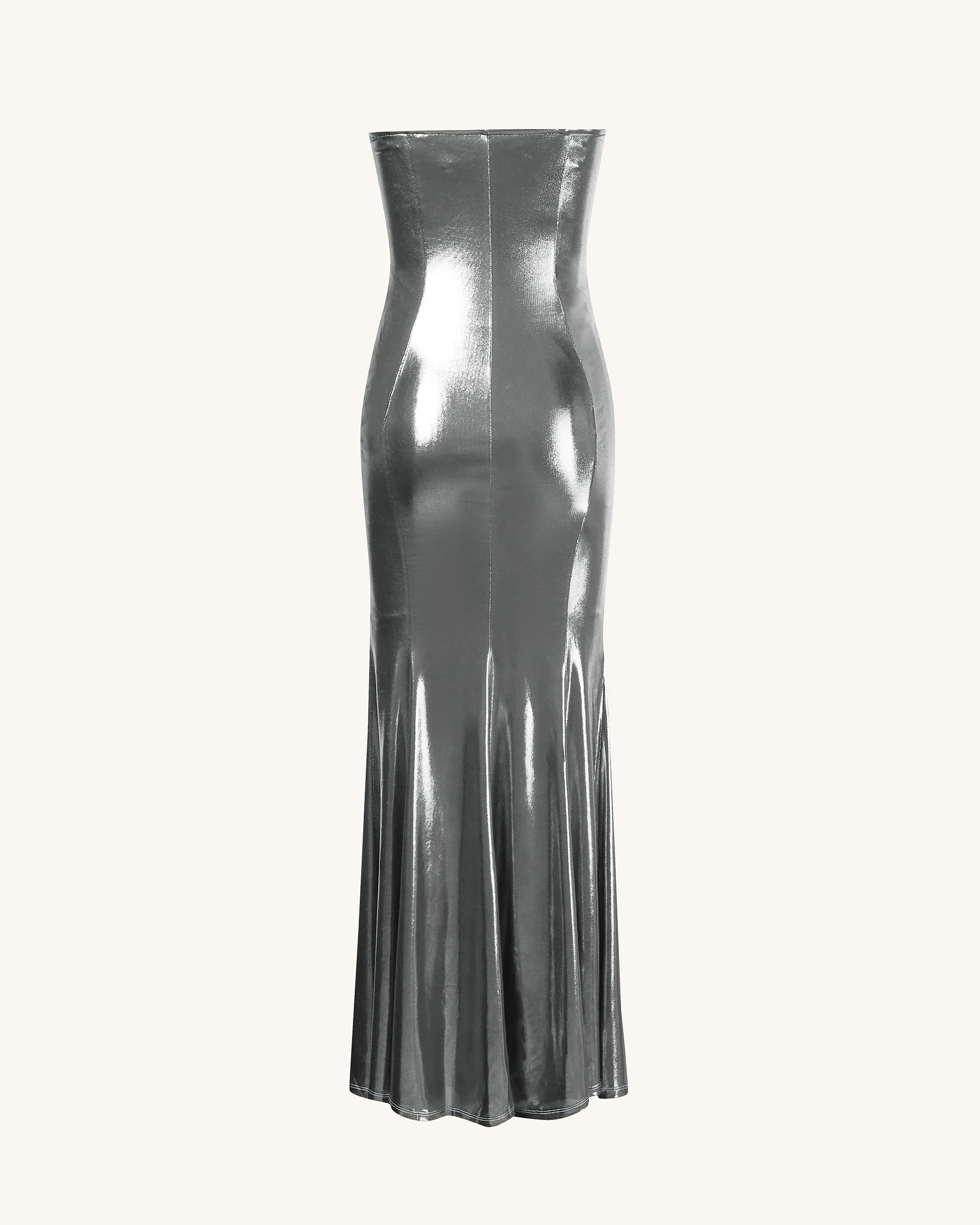 Olivia Silver Maxi Tube Dress - Silver - FASHION NOB
