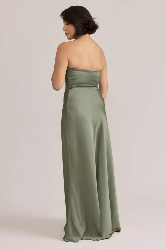 Ellapink Satin Dress | Ready To Ship | Moss
